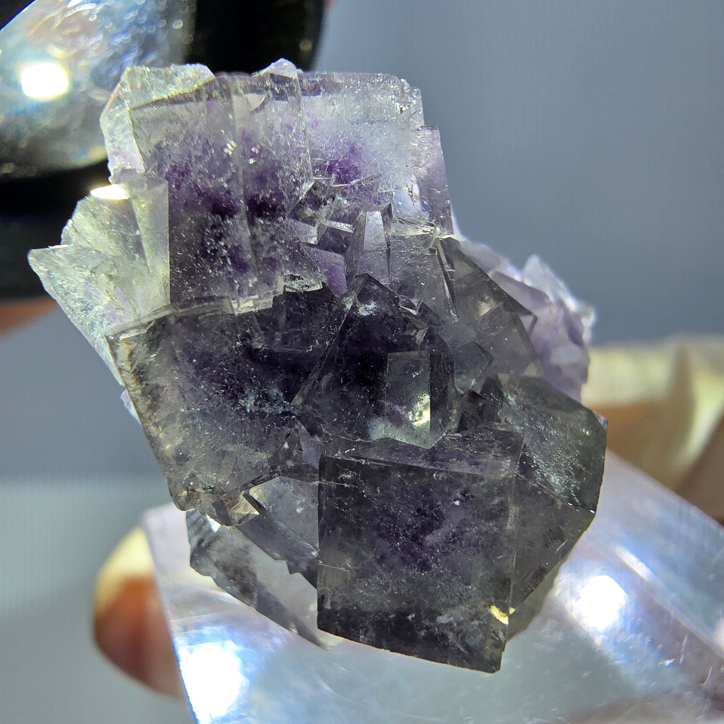 Phantom Fluorit Würfel Stufe, grün lila Okorusu, Namibia 27*21*17mm