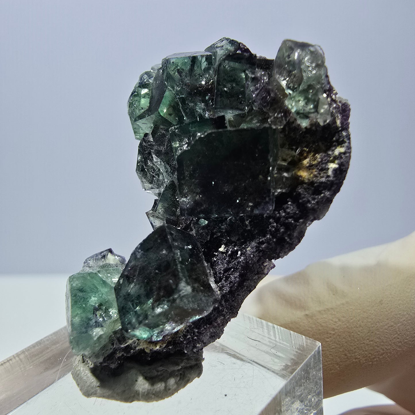 Phantom Fluorit Würfel Stufe, grün lila Okorusu, Namibia 39*30*11mm