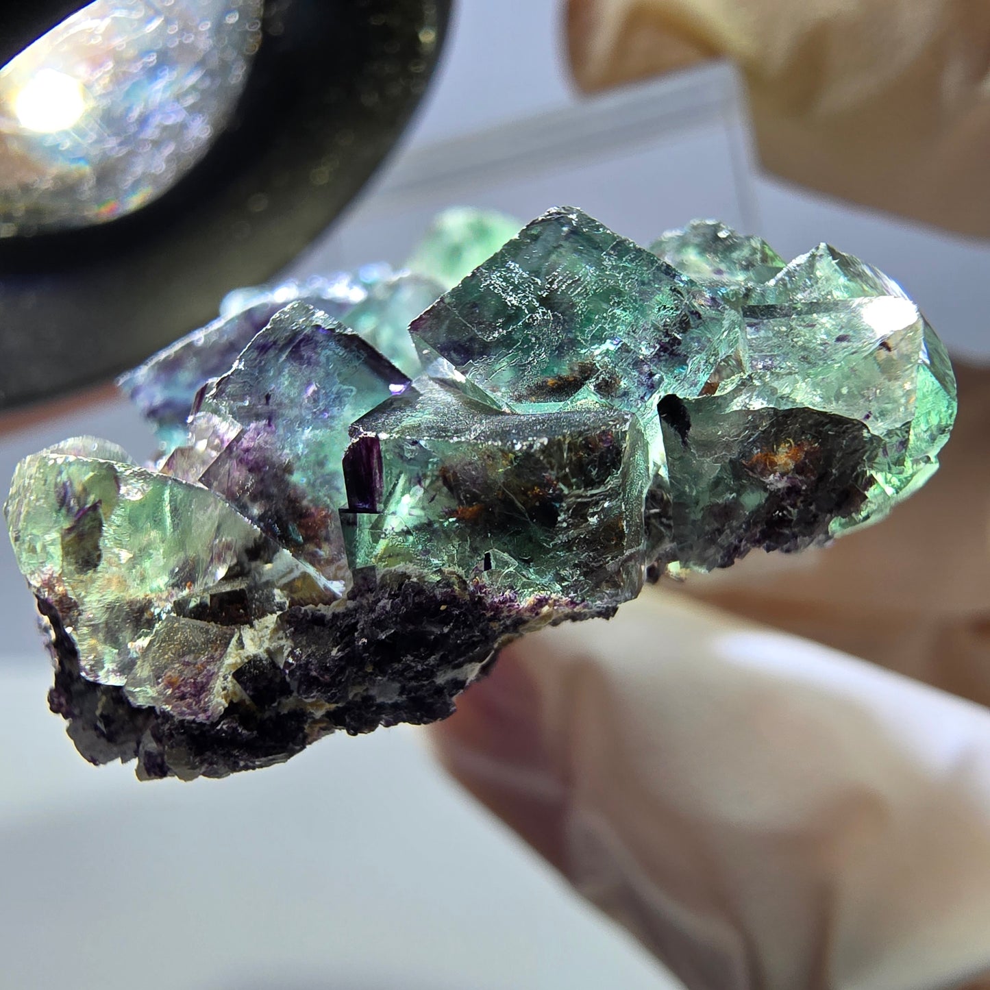 Phantom Fluorit Würfel Stufe, grün lila Okorusu, Namibia 39*30*11mm