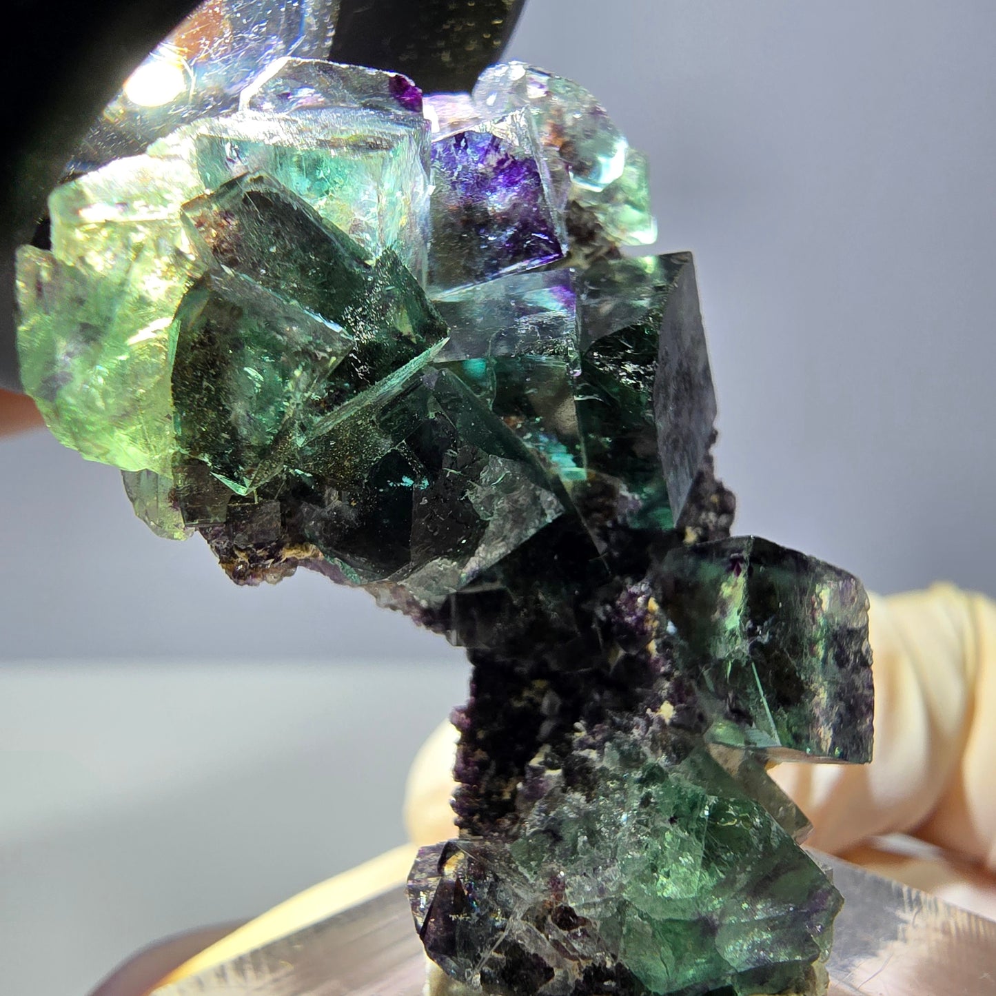 Phantom Fluorit Würfel Stufe, grün lila Okorusu, Namibia 39*30*11mm