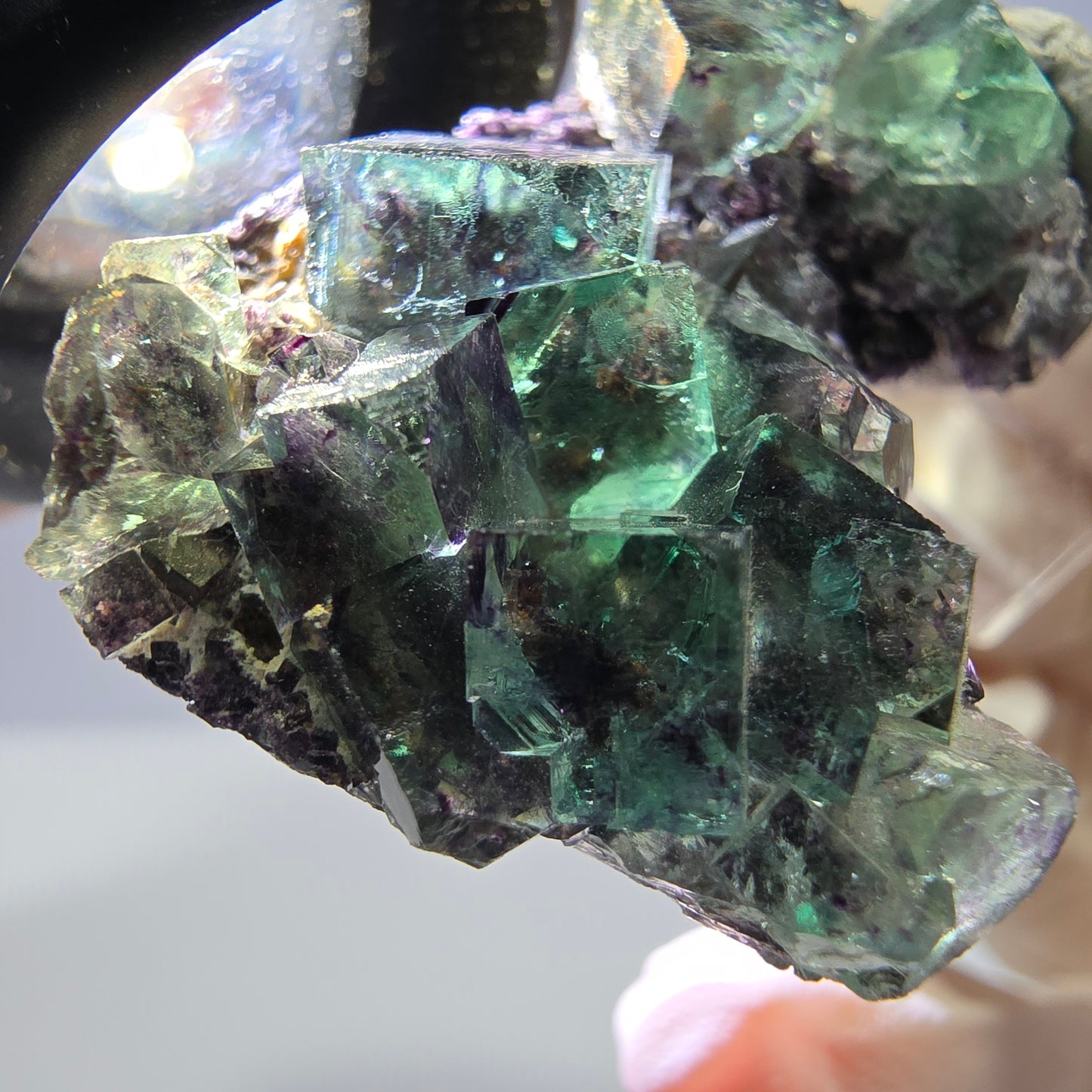 Phantom Fluorit Würfel Stufe, grün lila Okorusu, Namibia 39*30*11mm