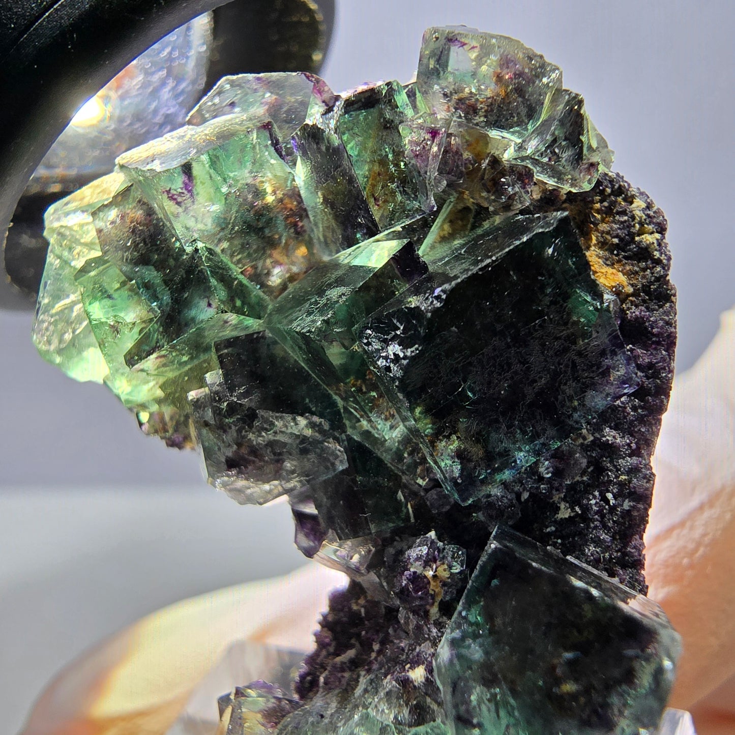 Phantom Fluorit Würfel Stufe, grün lila Okorusu, Namibia 39*30*11mm