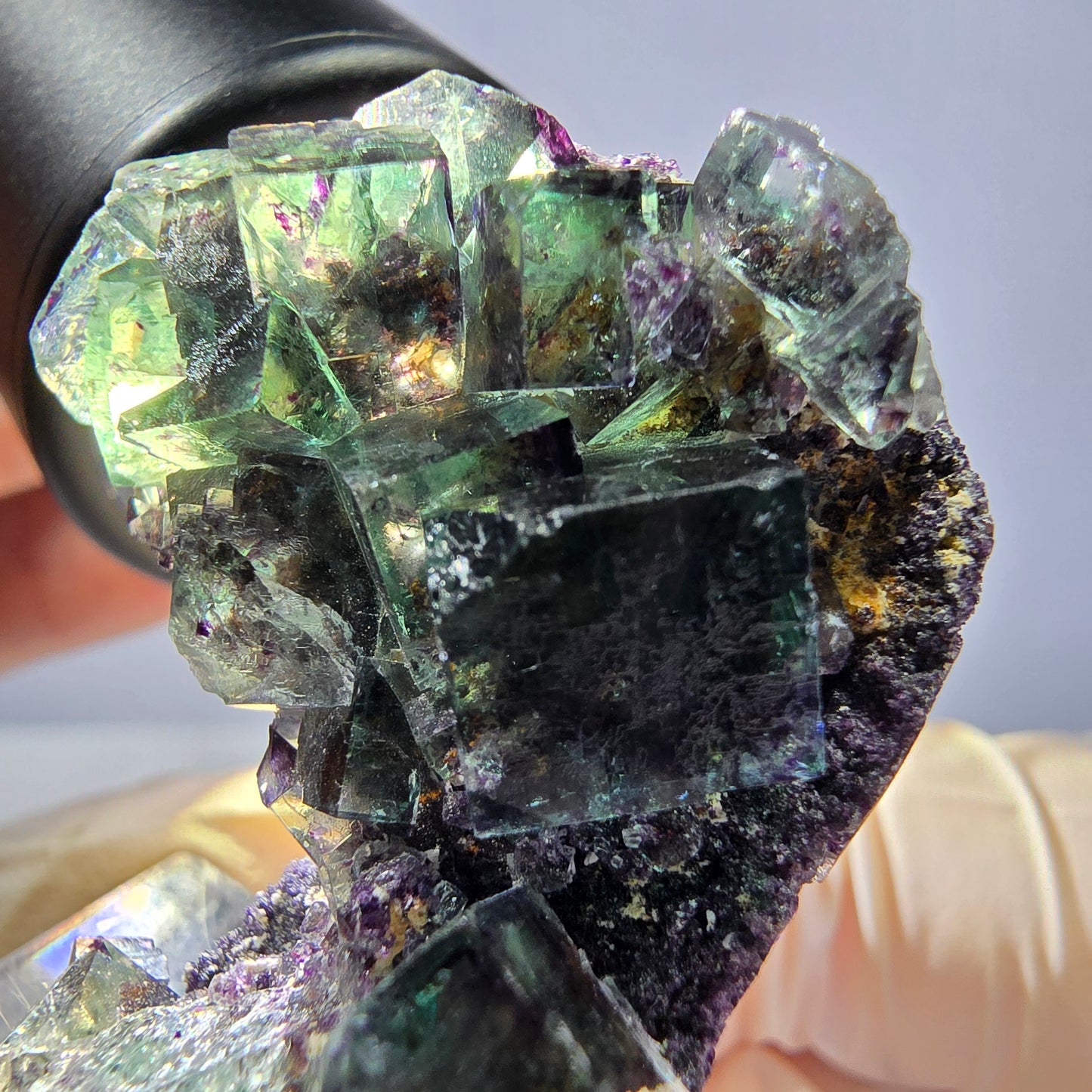 Phantom Fluorit Würfel Stufe, grün lila Okorusu, Namibia 39*30*11mm