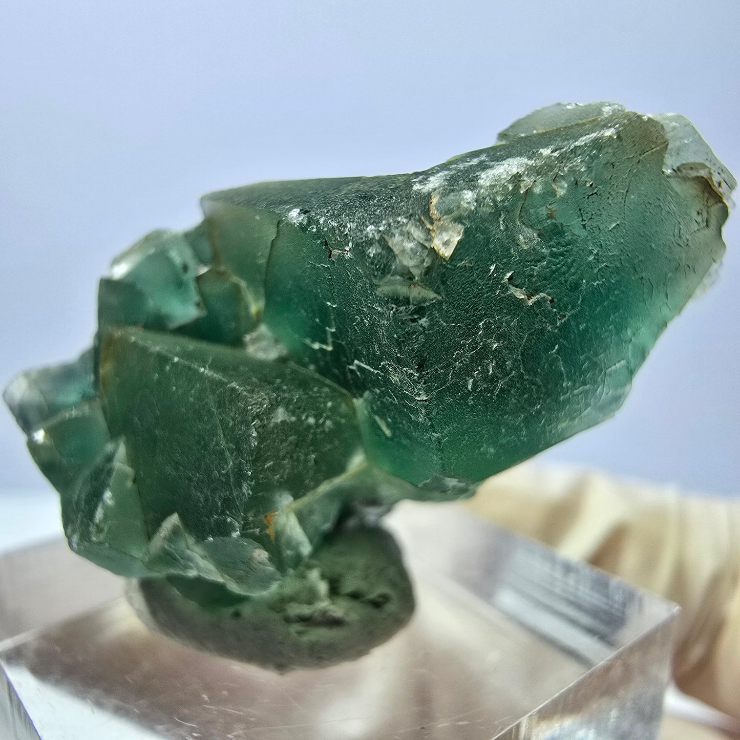 Spécimen de cube de fluorite fantôme, vert violet, Okorusu, Namibie, 35 x 19 x 19 mm