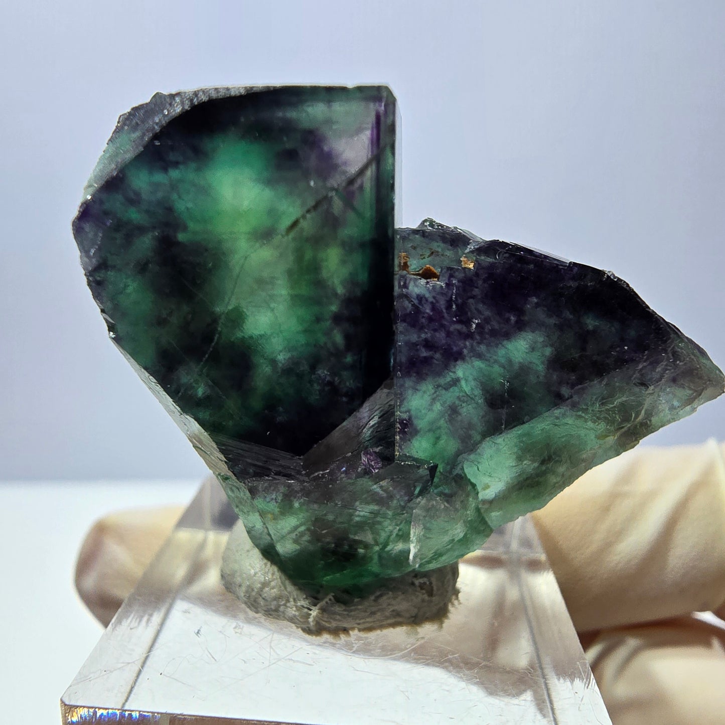 Phantom Fluorit Würfel Stufe, grün lila Okorusu, Namibia 34*32*20mm