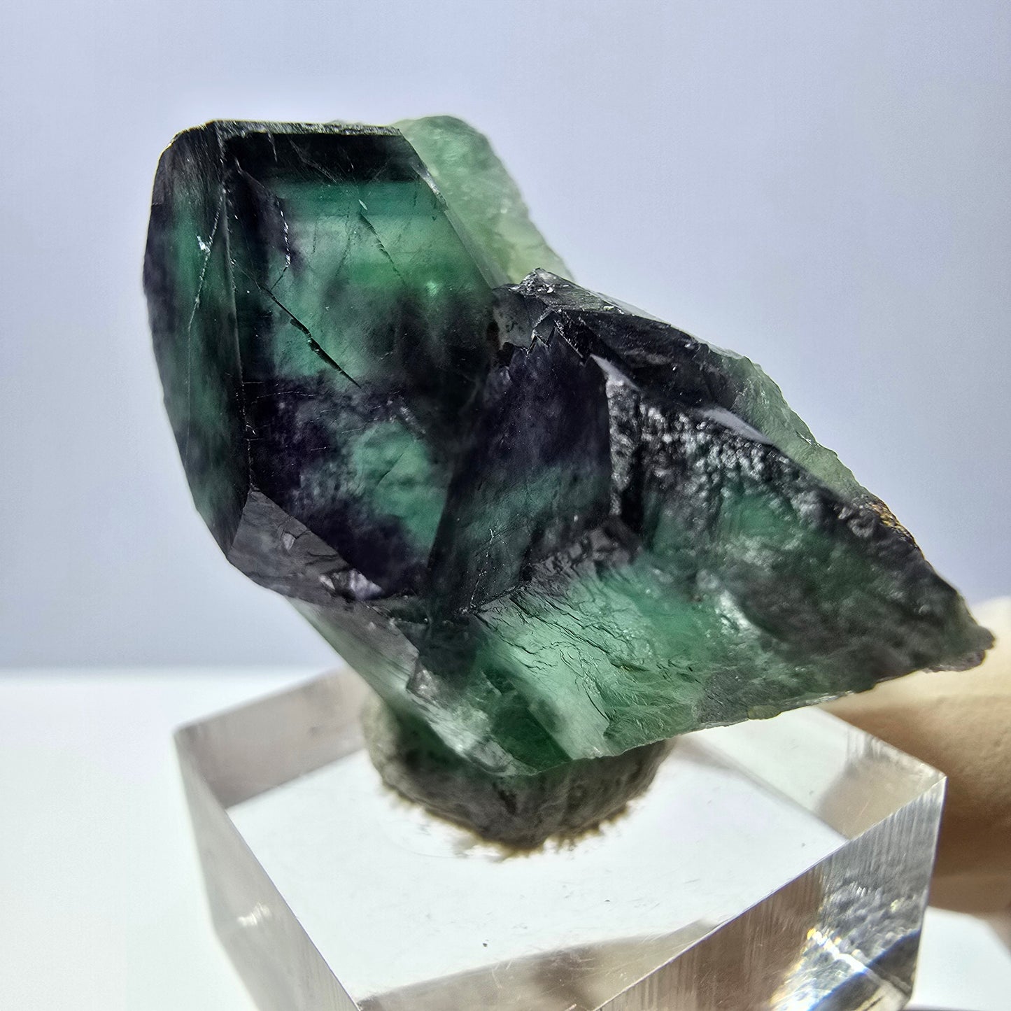 Phantom Fluorit Würfel Stufe, grün lila Okorusu, Namibia 34*32*20mm