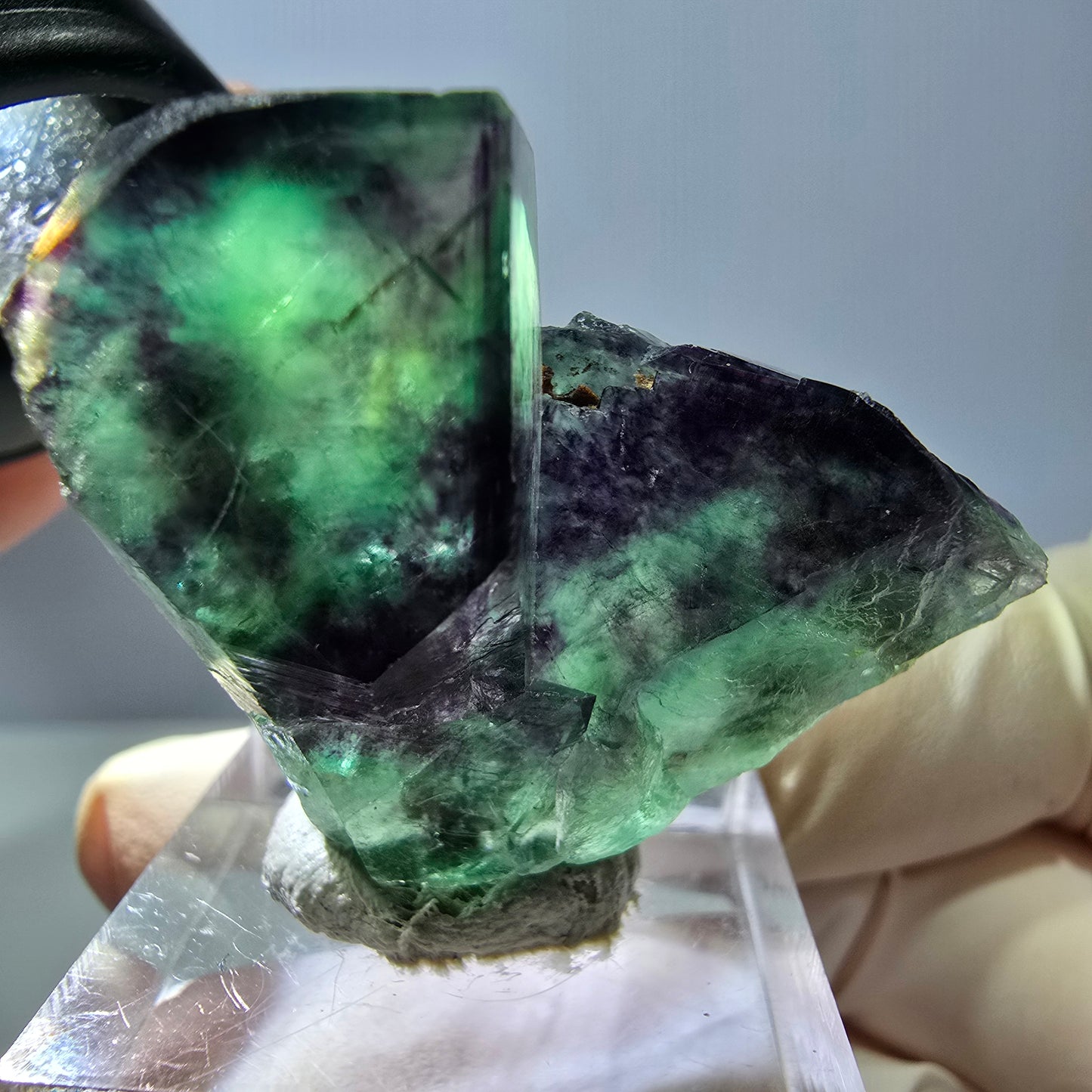 Phantom Fluorit Würfel Stufe, grün lila Okorusu, Namibia 34*32*20mm