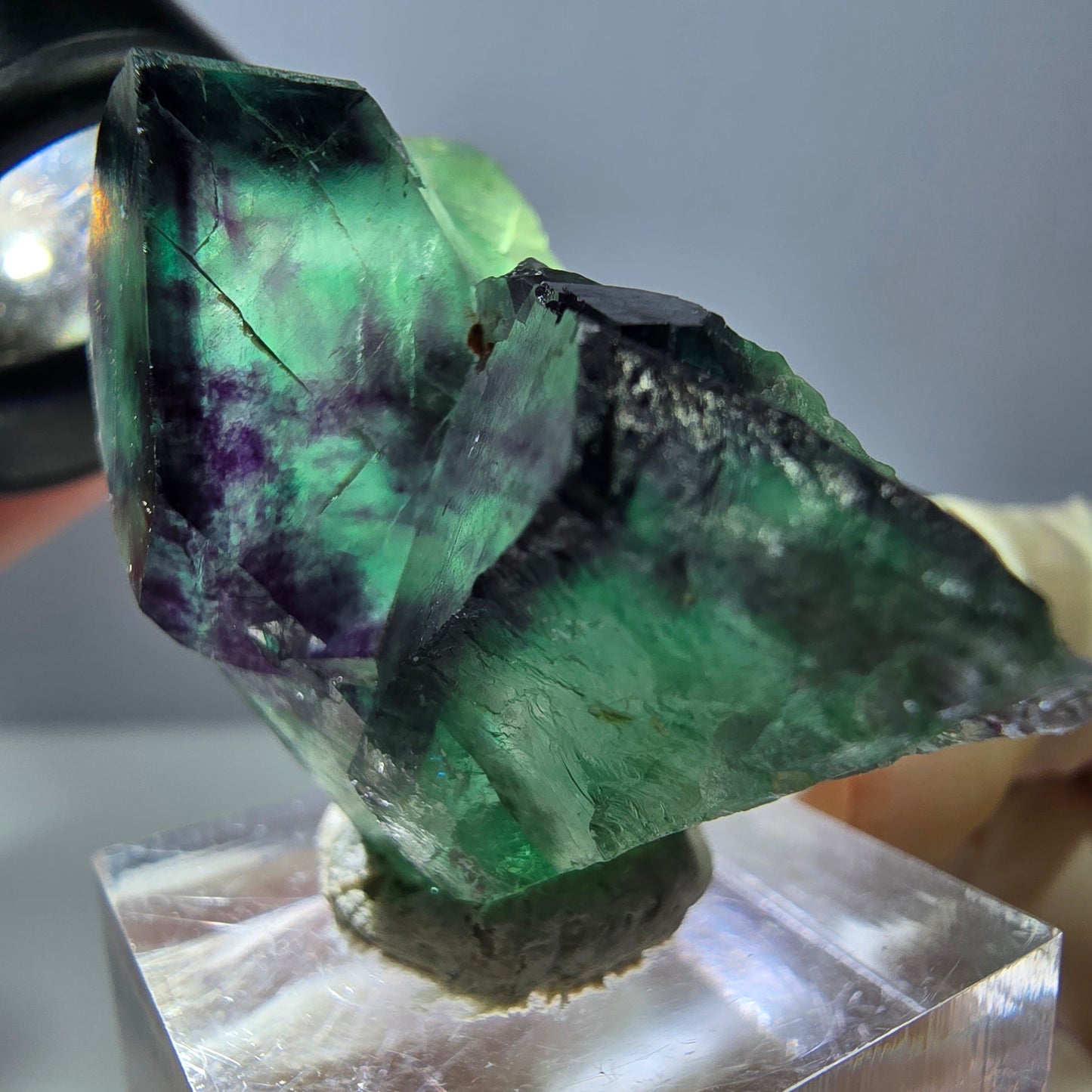 Phantom Fluorit Würfel Stufe, grün lila Okorusu, Namibia 34*32*20mm