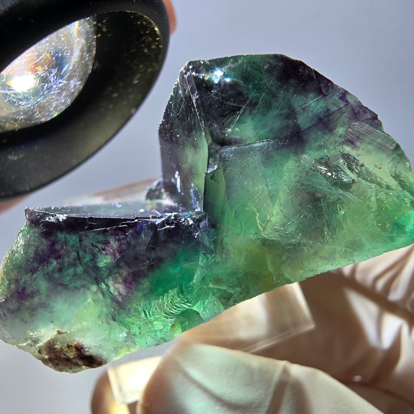 Phantom Fluorit Würfel Stufe, grün lila Okorusu, Namibia 34*32*20mm