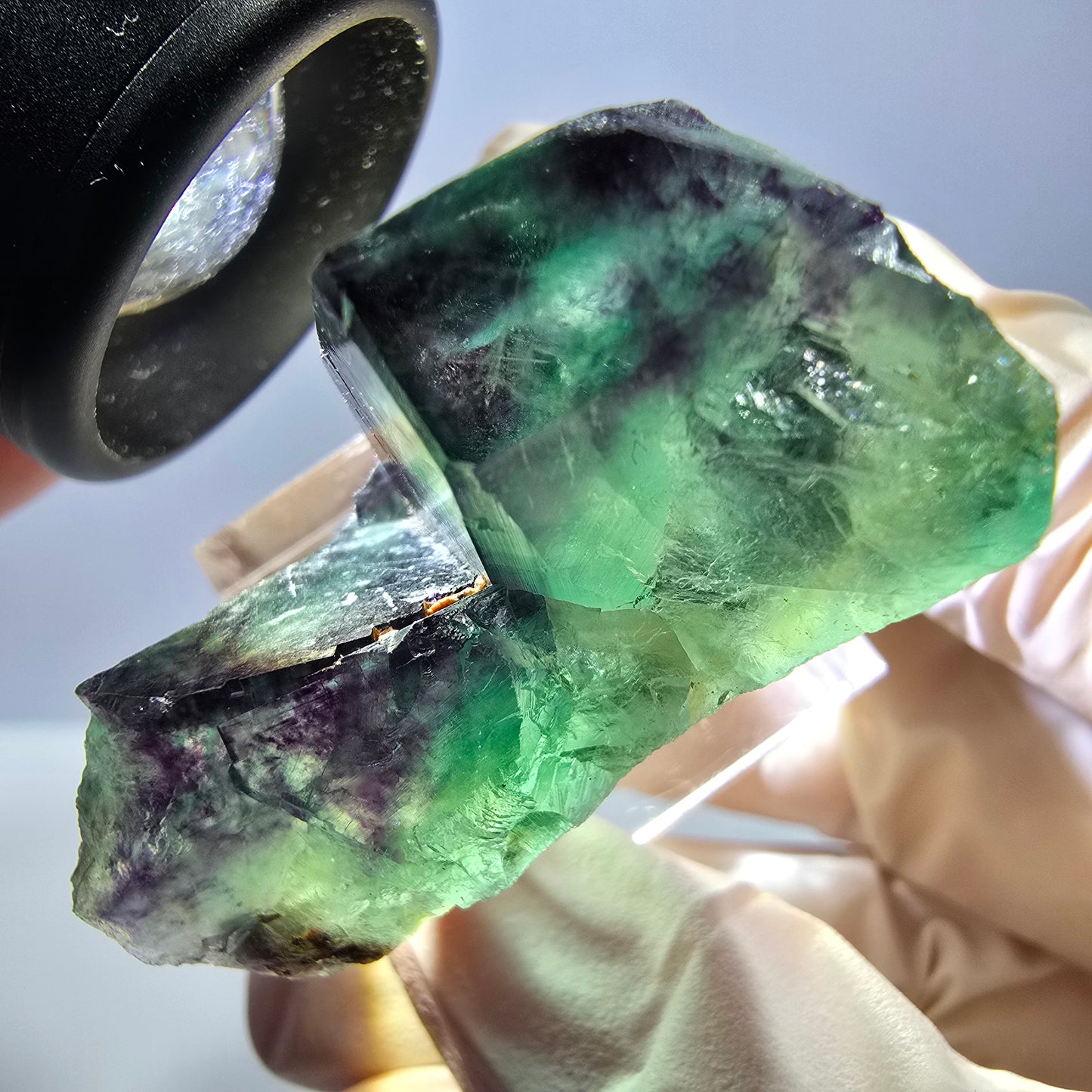 Phantom Fluorit Würfel Stufe, grün lila Okorusu, Namibia 34*32*20mm