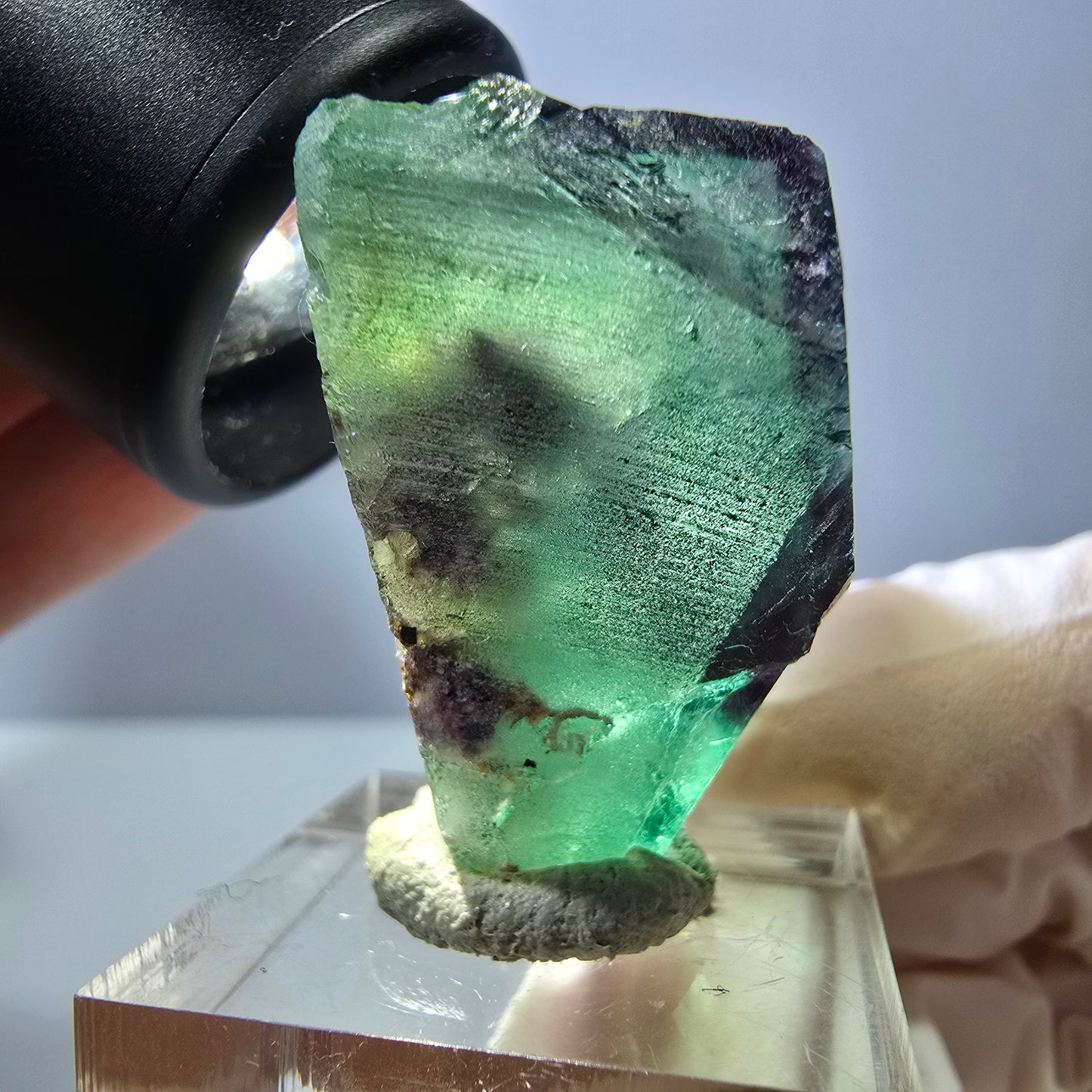 Phantom Fluorit Würfel Stufe, grün lila Okorusu, Namibia 34*32*20mm