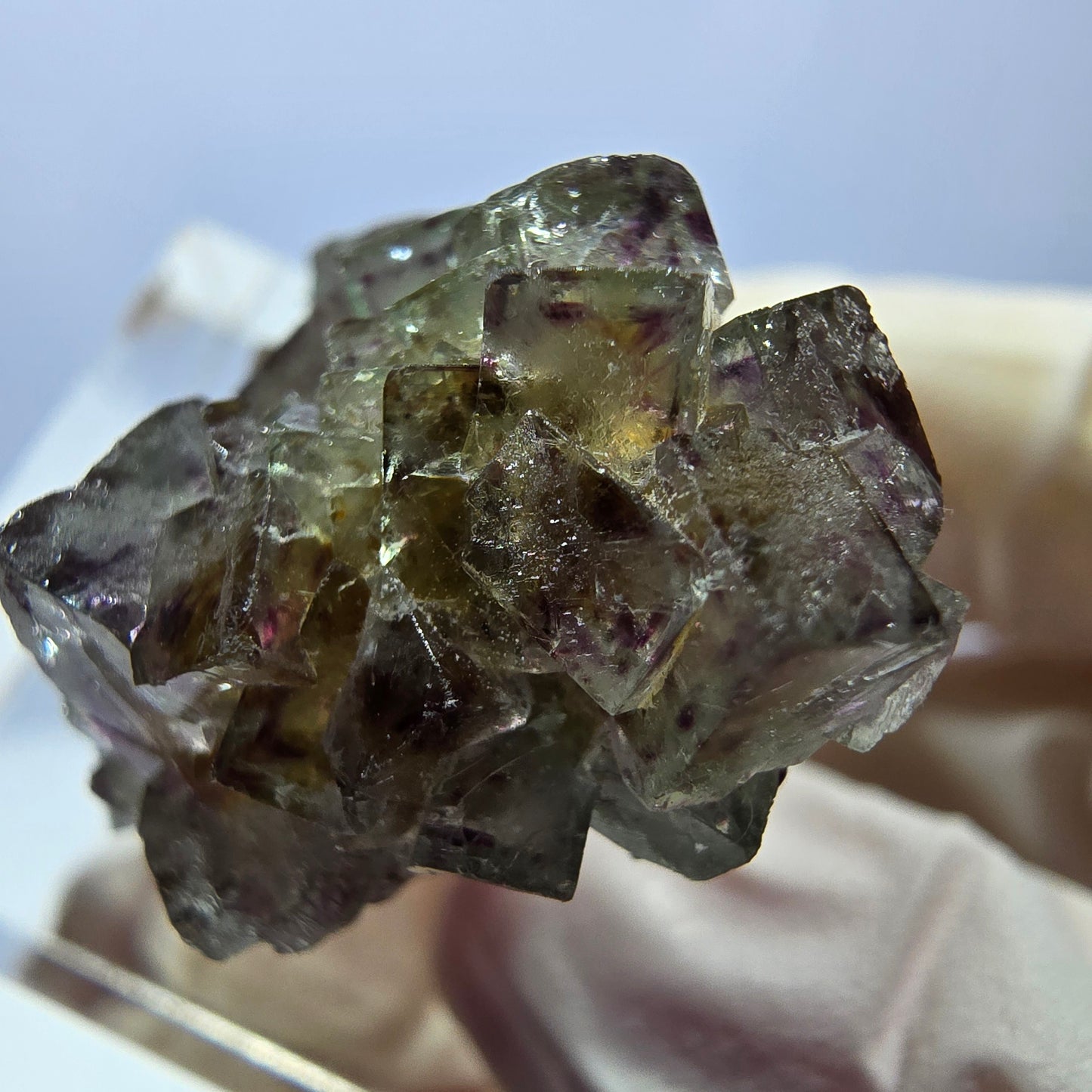 Phantom Fluorit Würfel Stufe, grün lila Okorusu, Namibia 28*24*15mm