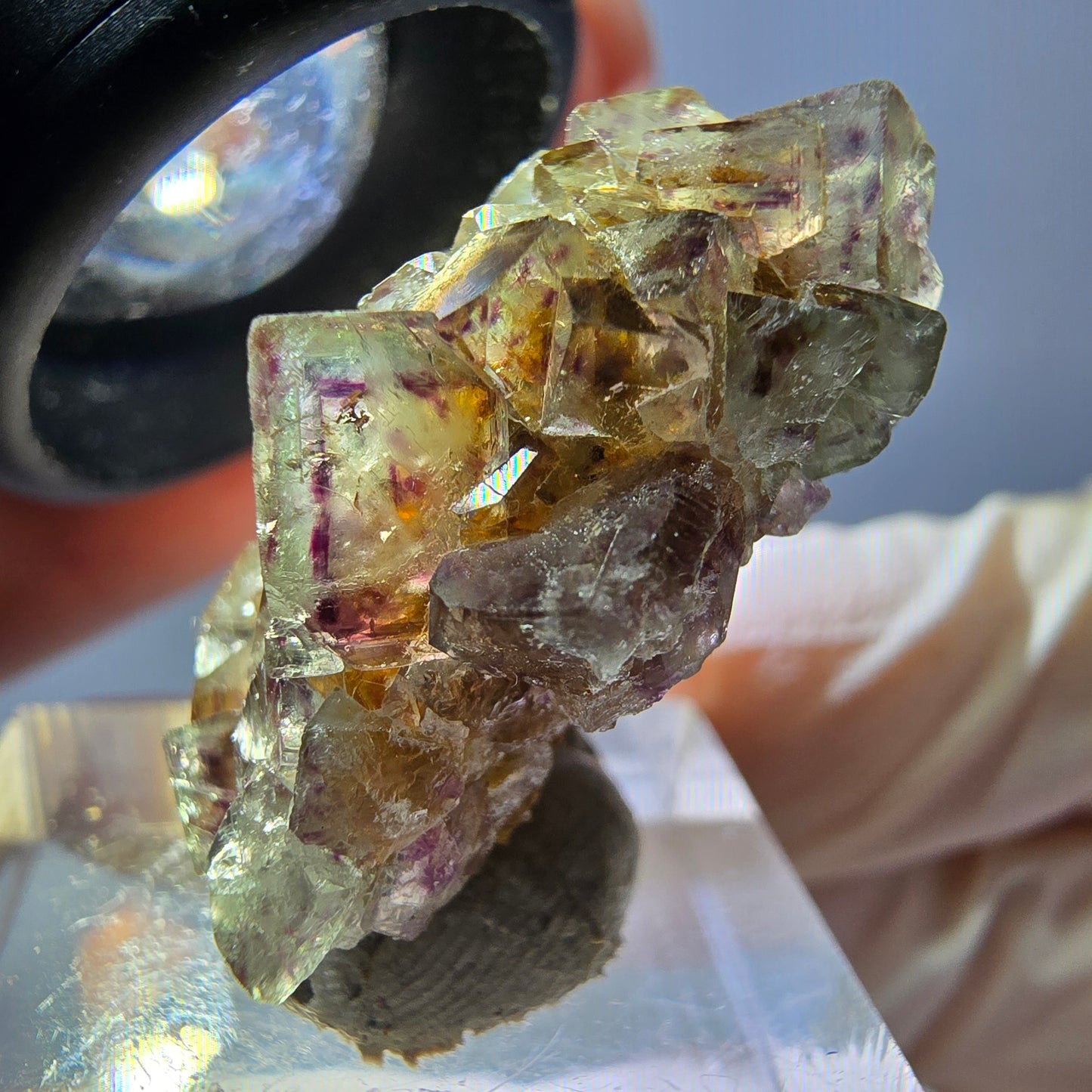 Phantom Fluorit Würfel Stufe, grün lila Okorusu, Namibia 28*24*15mm