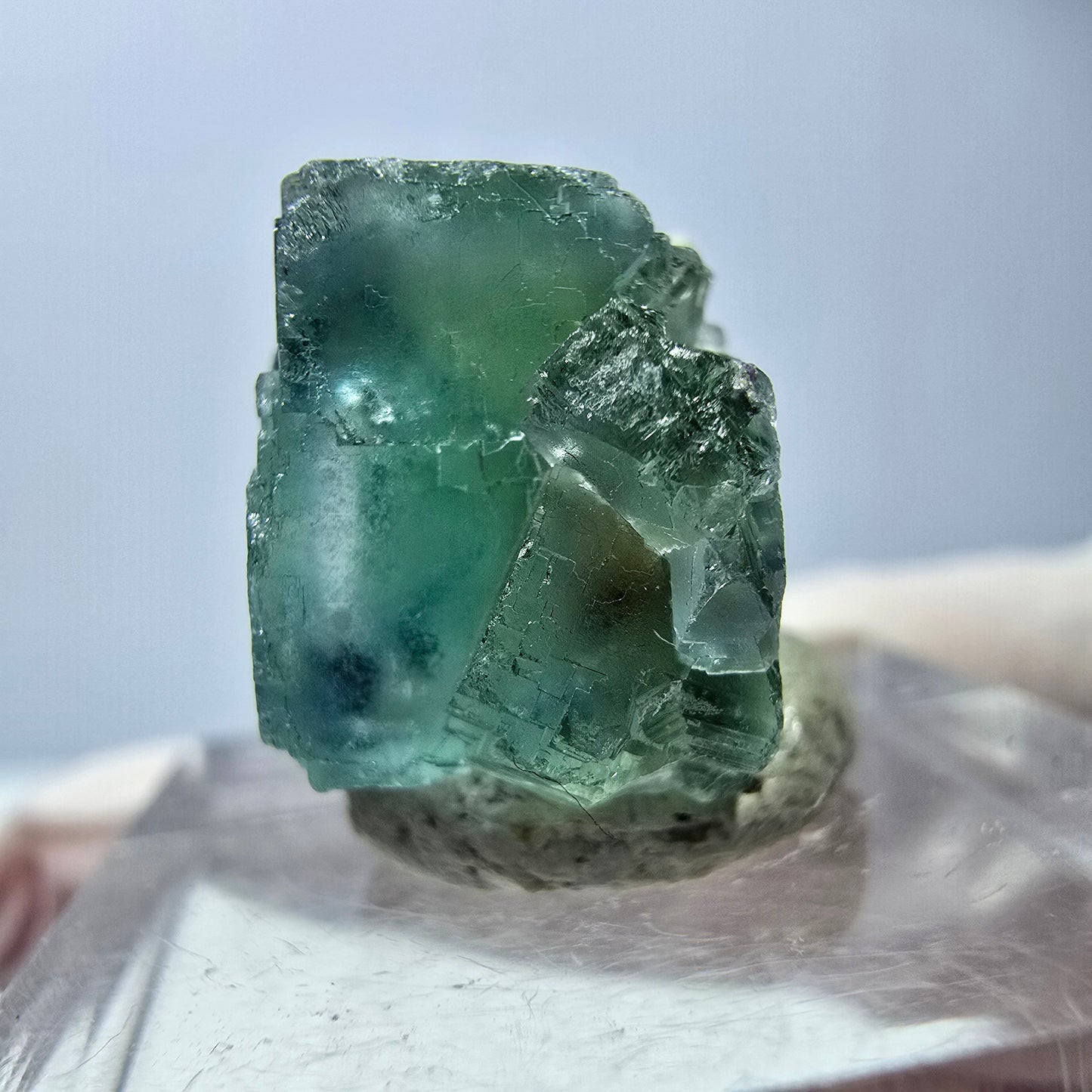Phantom Fluorit Würfel Stufe, grün lila Okorusu, Namibia 23*14*12mm
