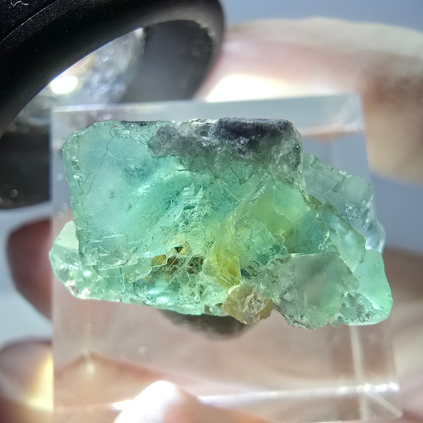 Phantom Fluorit Würfel Stufe, grün lila Okorusu, Namibia 23*14*12mm