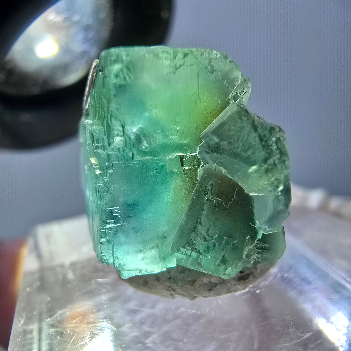 Phantom Fluorit Würfel Stufe, grün lila Okorusu, Namibia 23*14*12mm
