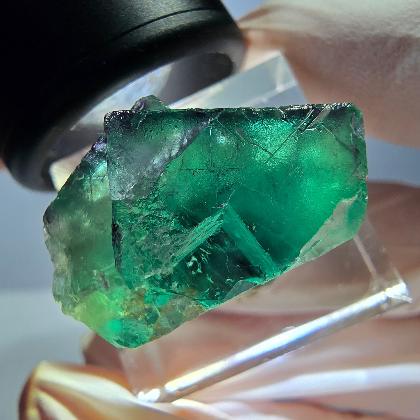 Phantom Fluorit Würfel Stufe, grün lila Okorusu, Namibia 25*17*17mm