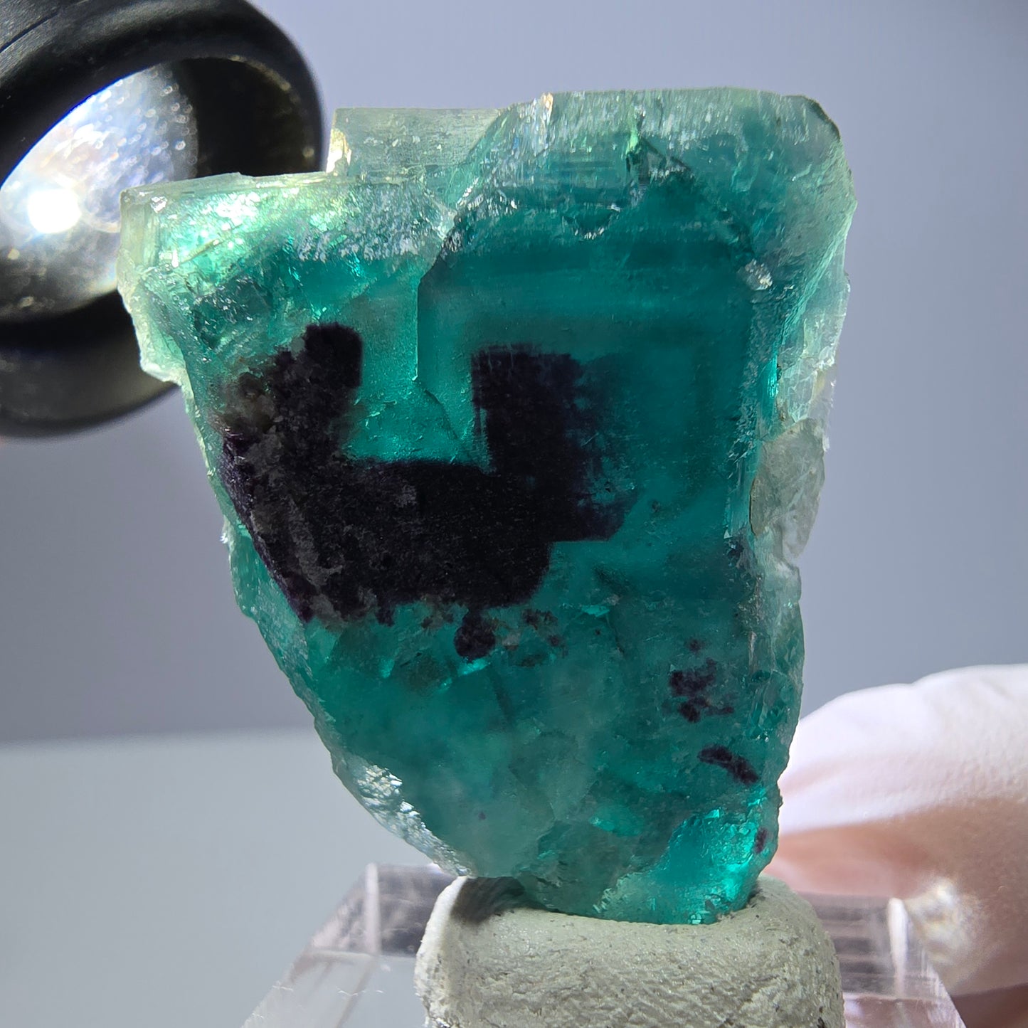 Phantom Fluorit Würfel Stufe, grün lila Okorusu, Namibia 37*30*16mm