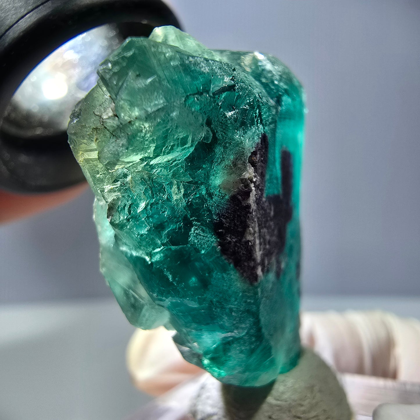 Phantom Fluorit Würfel Stufe, grün lila Okorusu, Namibia 37*30*16mm