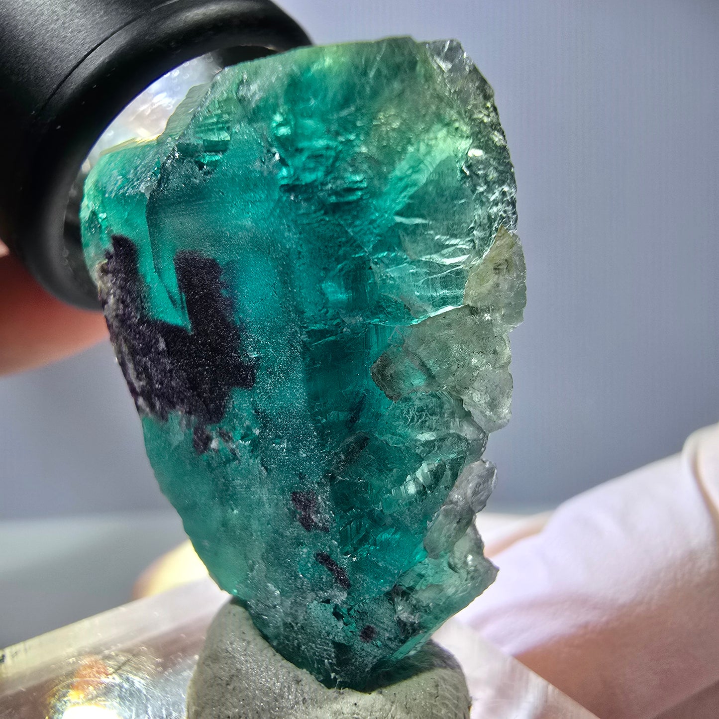 Phantom Fluorit Würfel Stufe, grün lila Okorusu, Namibia 37*30*16mm
