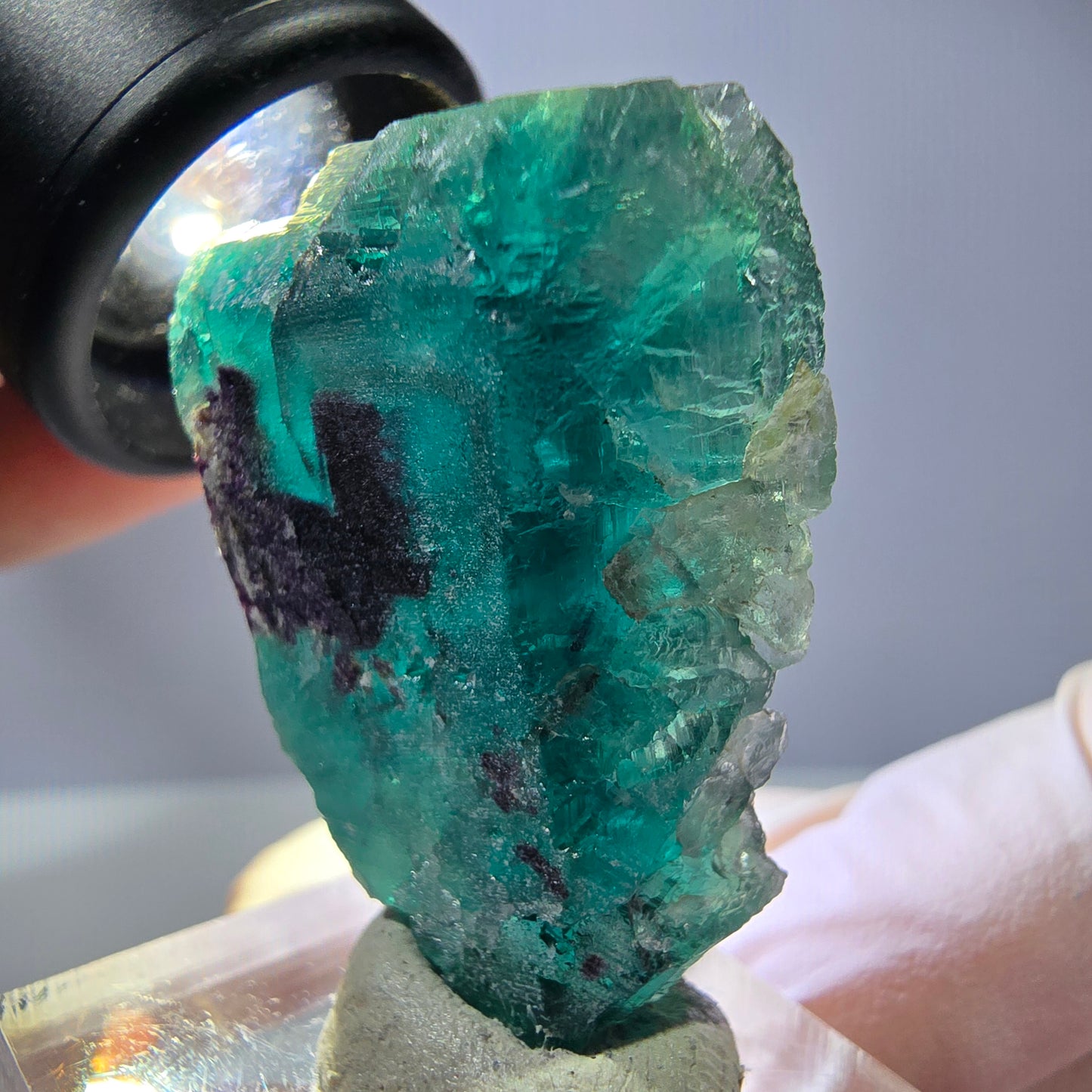 Phantom Fluorit Würfel Stufe, grün lila Okorusu, Namibia 37*30*16mm