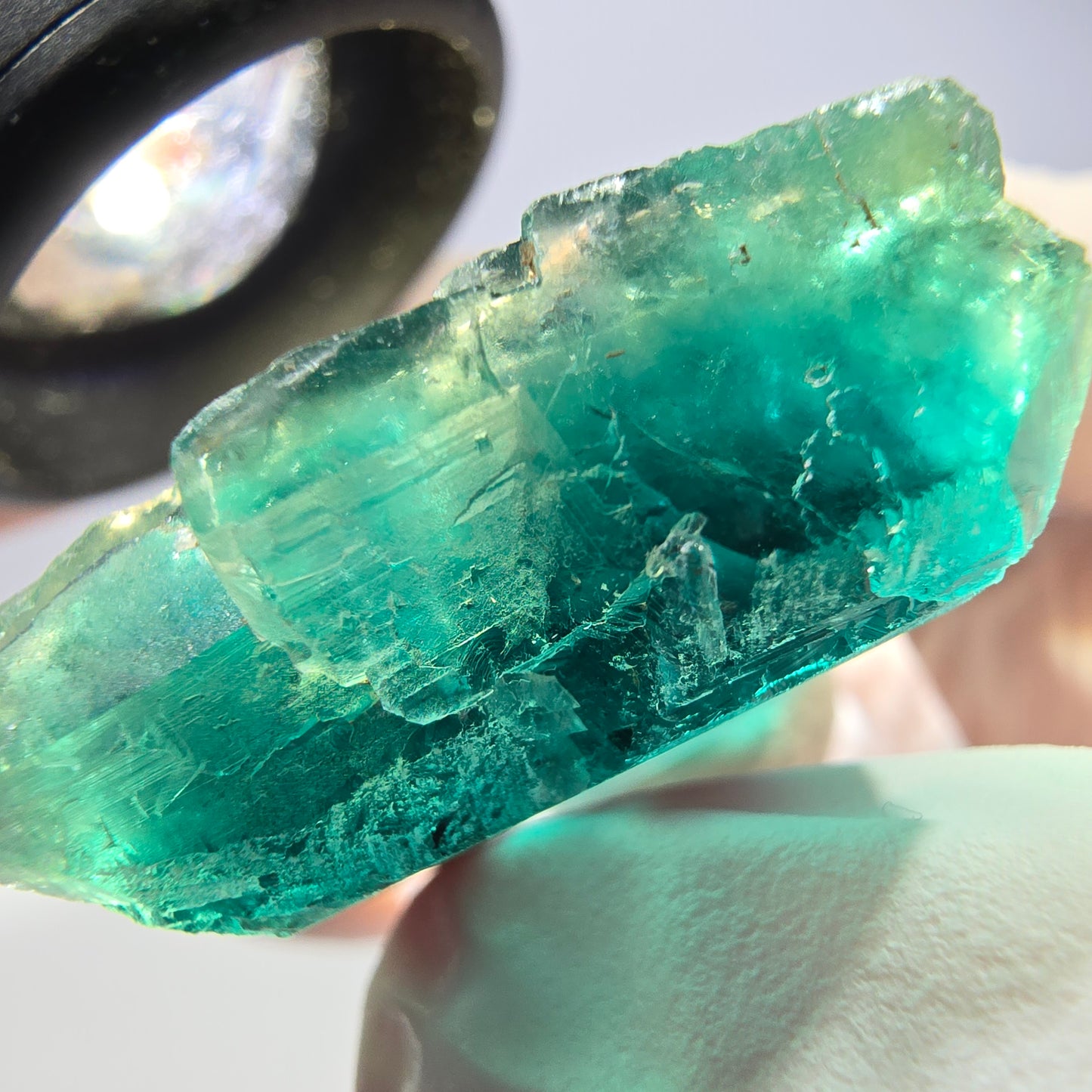 Phantom Fluorit Würfel Stufe, grün lila Okorusu, Namibia 37*30*16mm