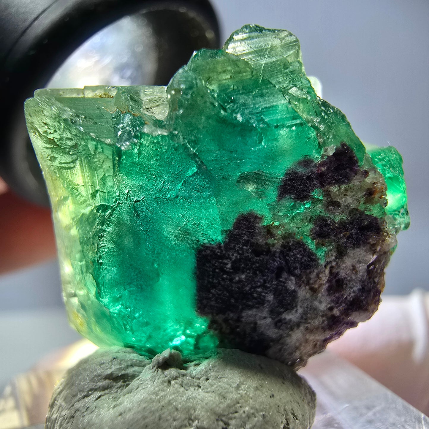 Phantom Fluorit Würfel Stufe, grün lila Okorusu, Namibia 27*25*17mm