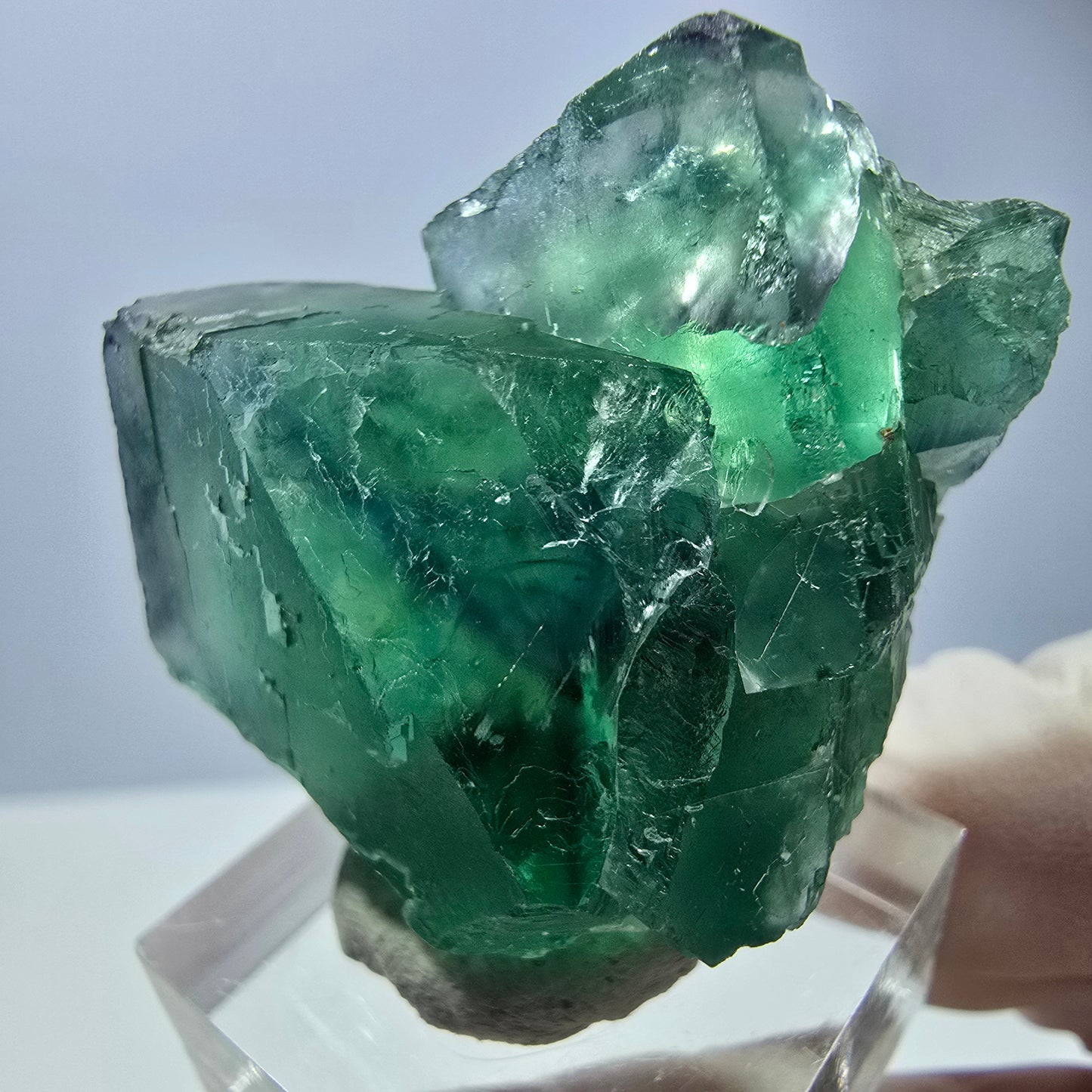 Seltene Phantom Fluorit Würfel Stufe, grün Okorusu, Namibia 40*28*20mm