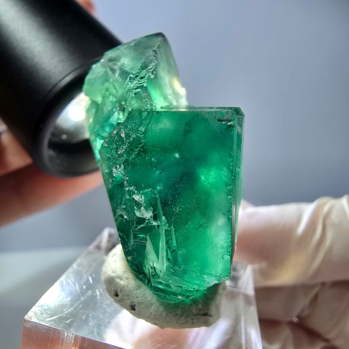 Seltene Phantom Fluorit Würfel Stufe, grün Okorusu, Namibia 40*28*20mm