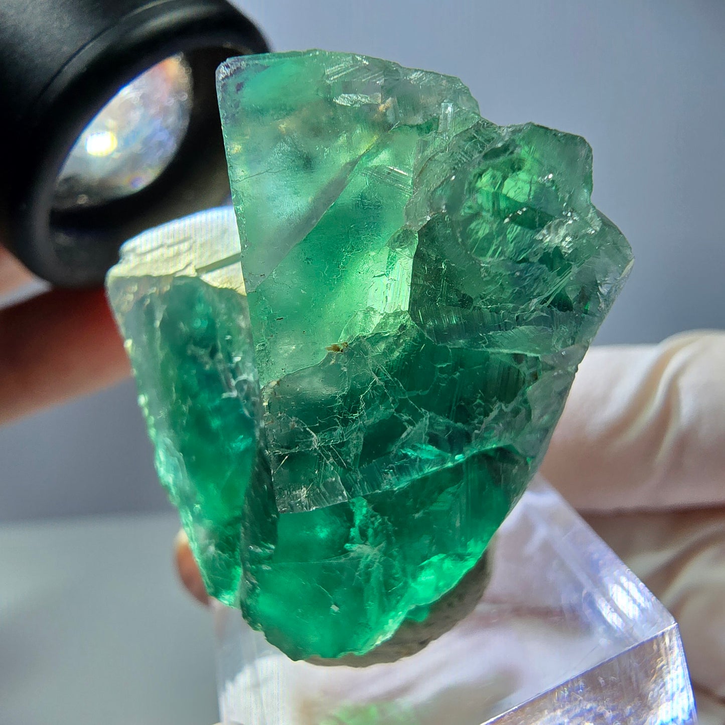 Seltene Phantom Fluorit Würfel Stufe, grün Okorusu, Namibia 40*28*20mm