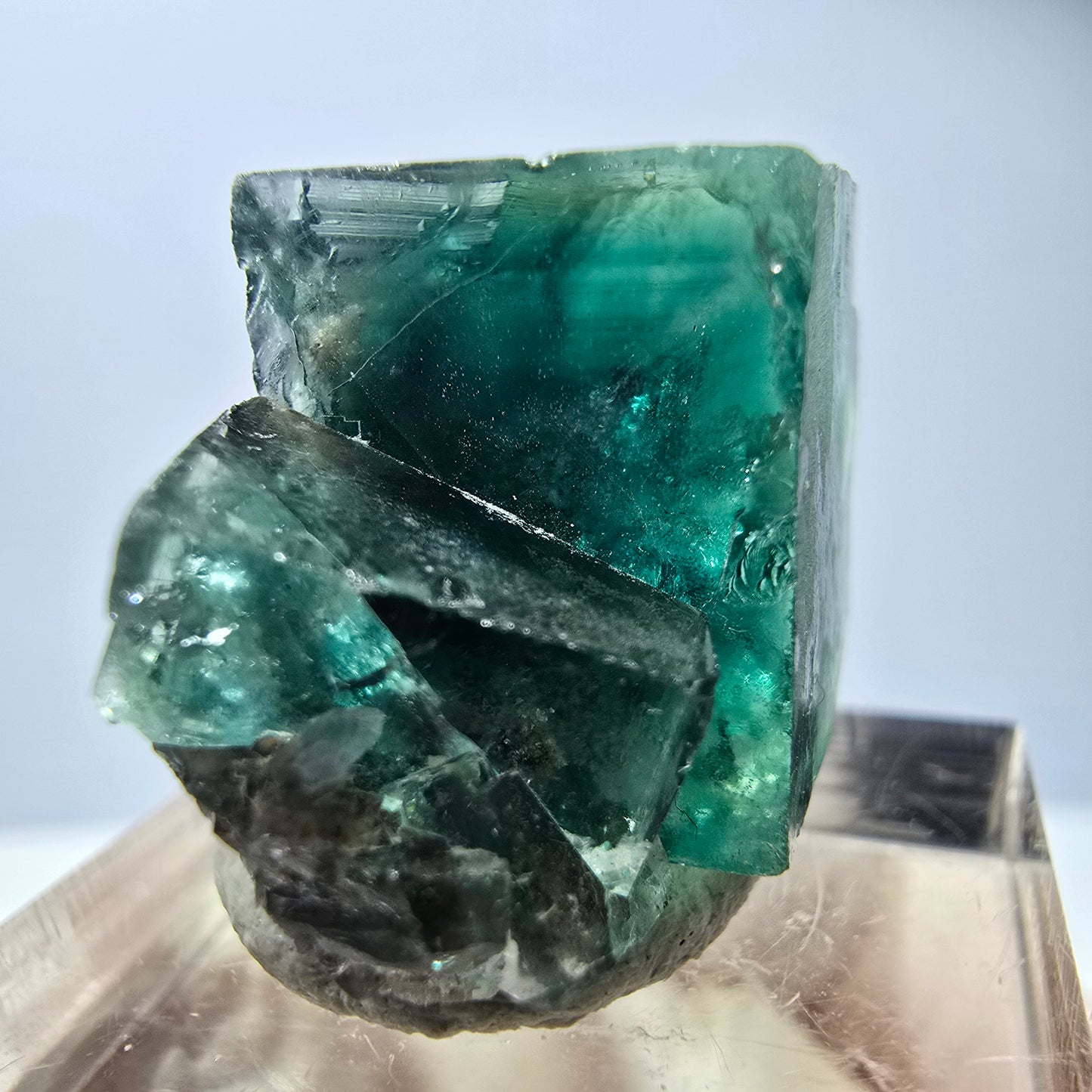 Seltene Phantom Fluorit Würfel Stufe, grün Okorusu, Namibia 23*19*15mm