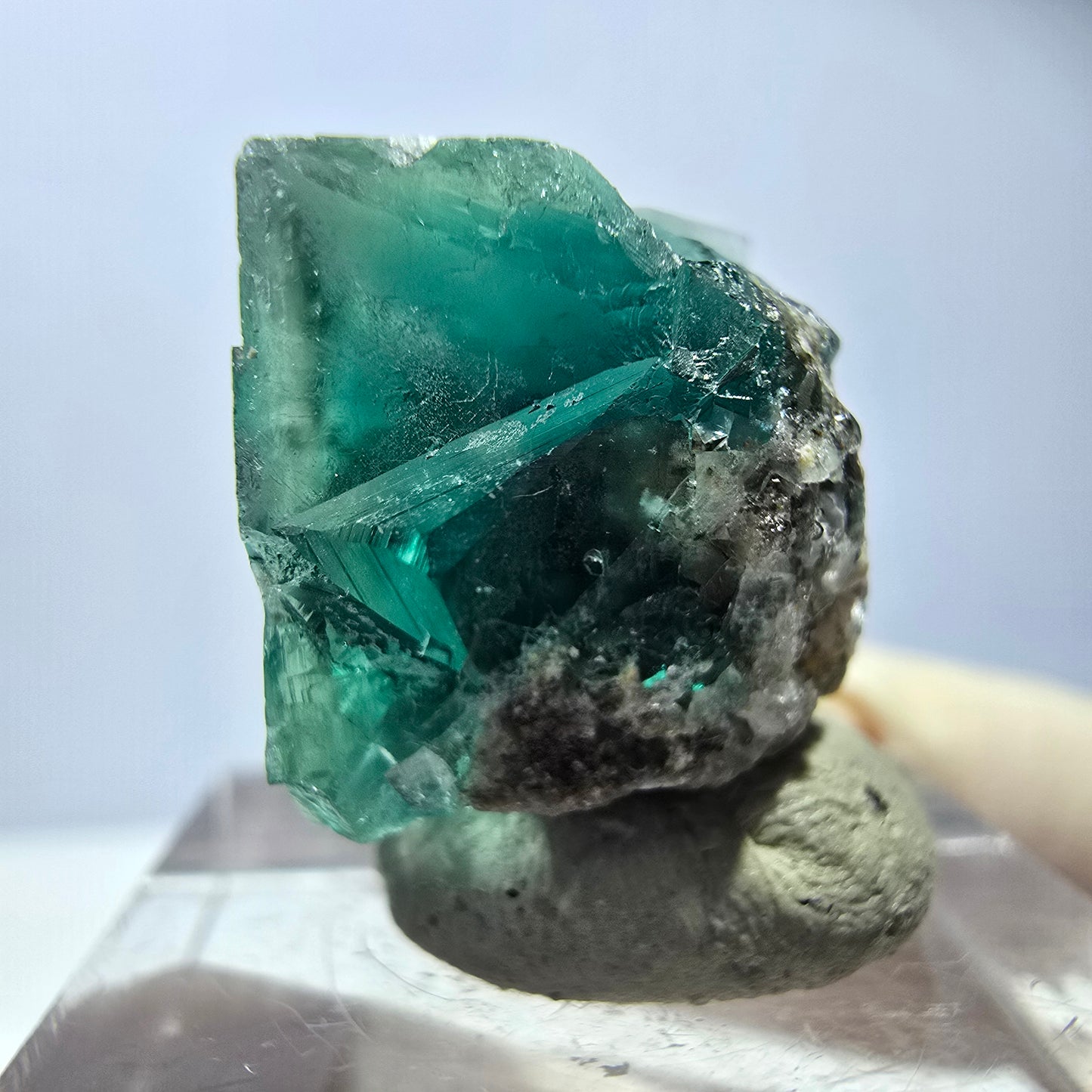 Seltene Phantom Fluorit Würfel Stufe, grün Okorusu, Namibia 23*19*15mm