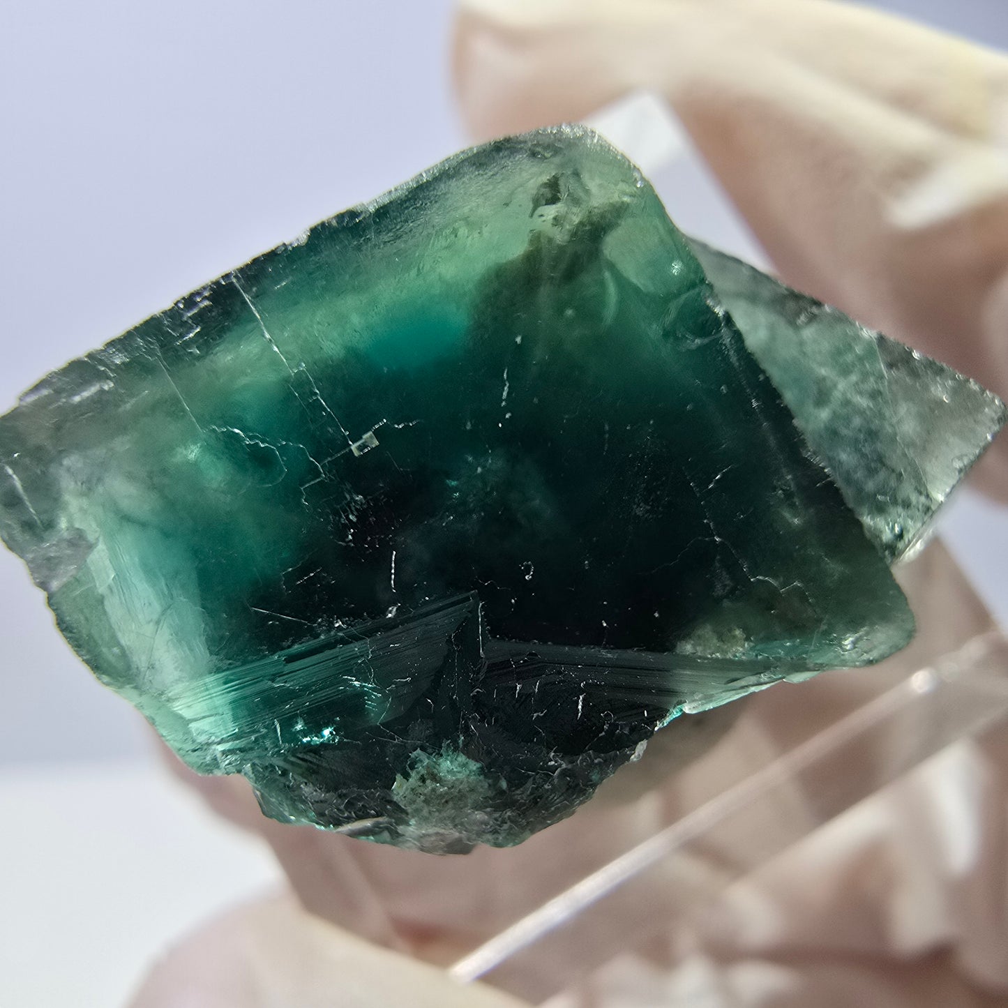 Seltene Phantom Fluorit Würfel Stufe, grün Okorusu, Namibia 23*19*15mm