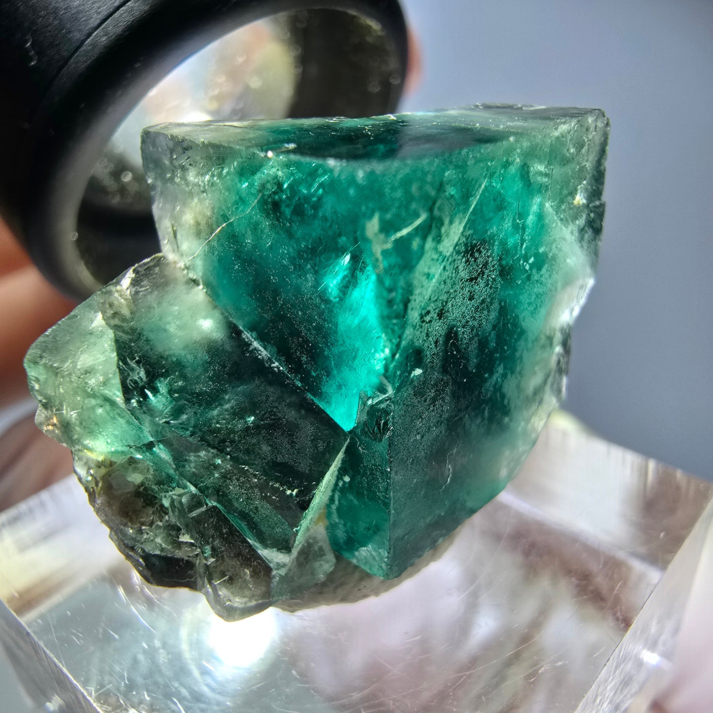 Seltene Phantom Fluorit Würfel Stufe, grün Okorusu, Namibia 23*19*15mm