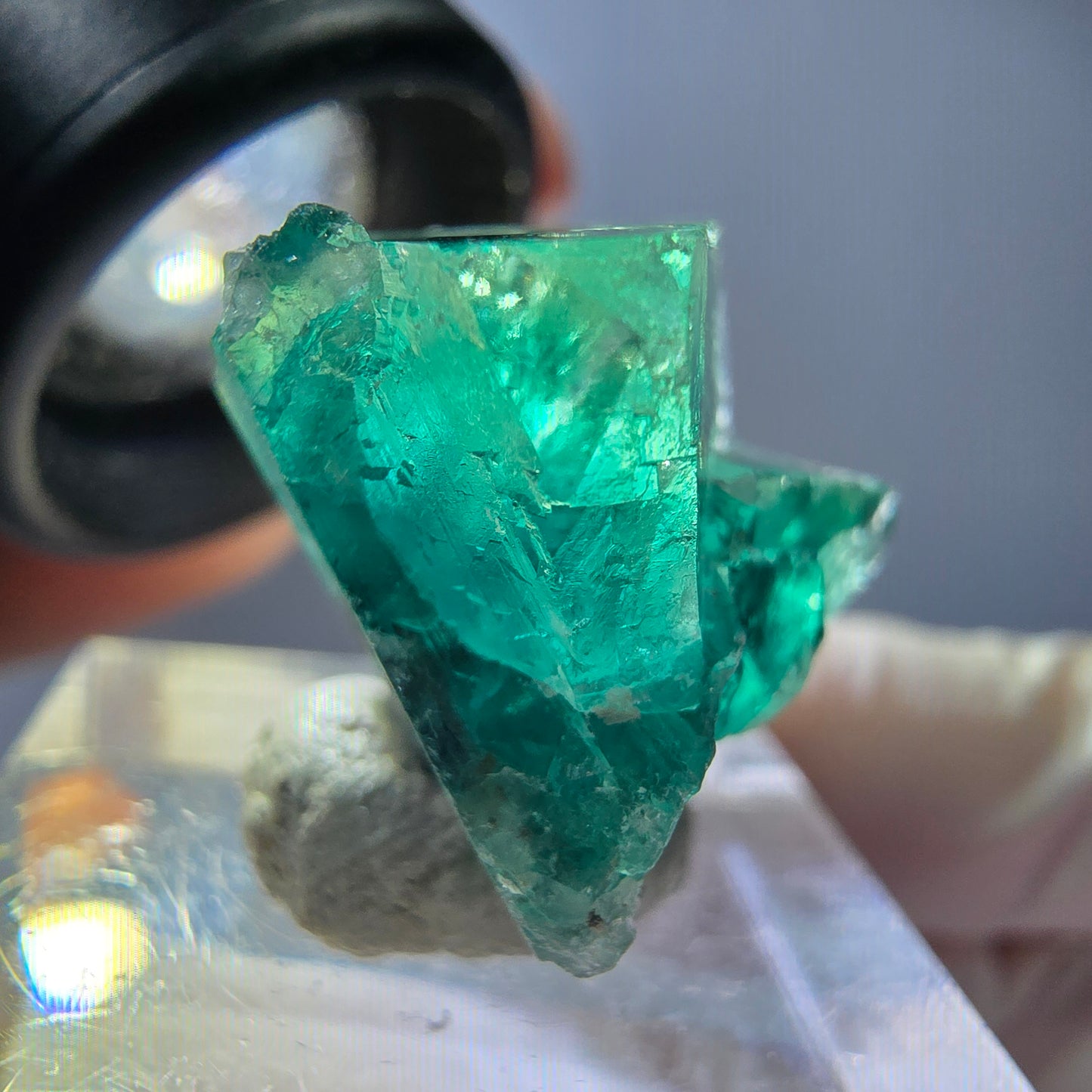 Phantom Fluorit Würfel Stufe, grün lila Okorusu, Namibia 27*19*18mm