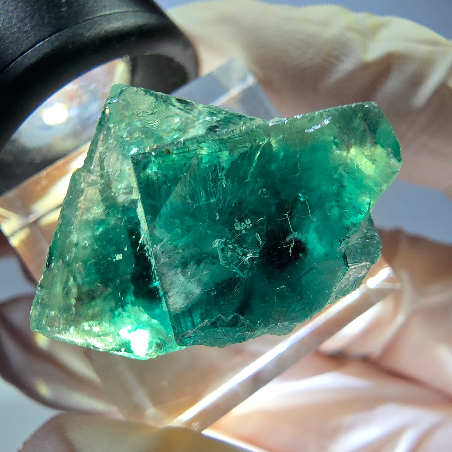Phantom Fluorit Würfel Stufe, grün lila Okorusu, Namibia 27*19*18mm