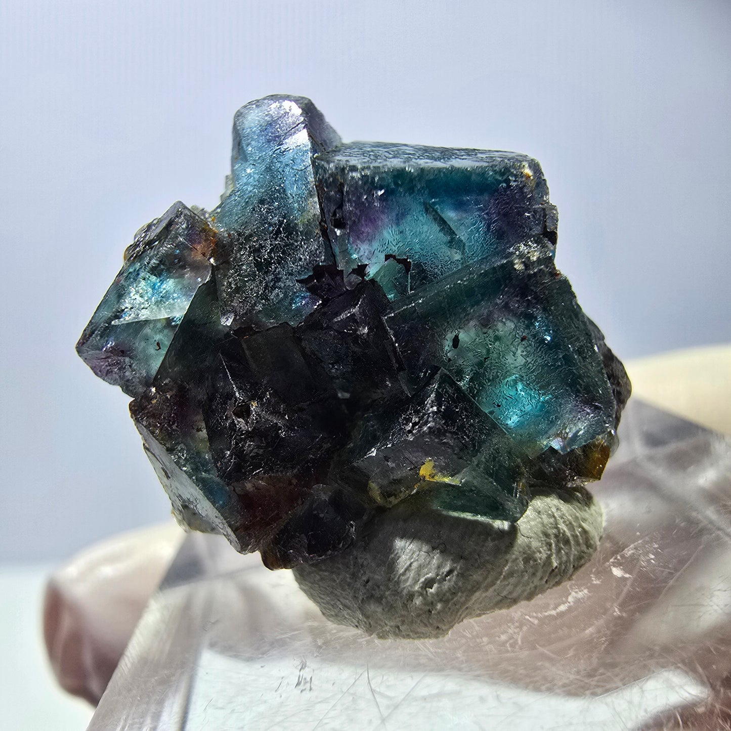 Phantom Fluorit Würfel Stufe, grün lila Okorusu, Namibia 20*19*15mm