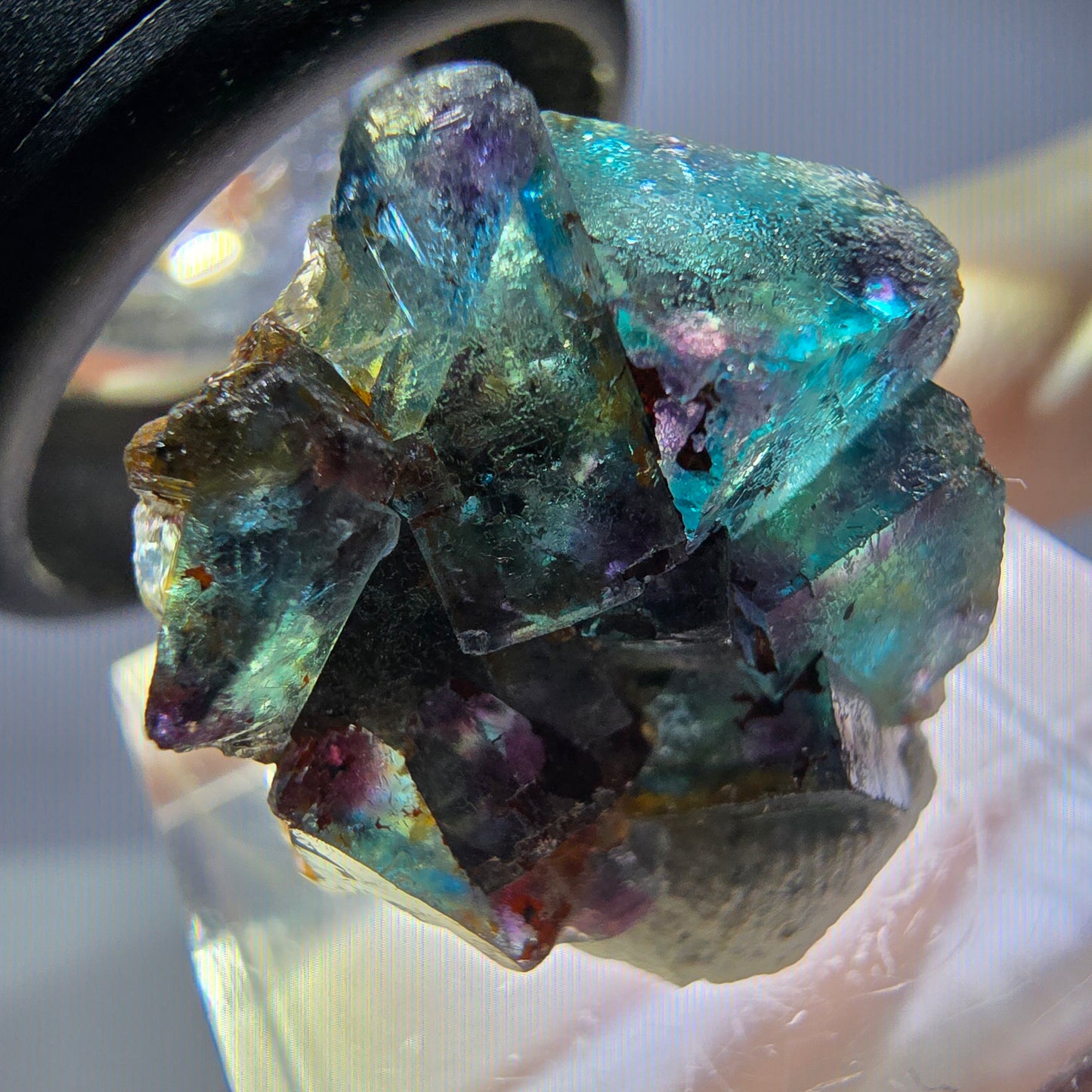 Phantom Fluorit Würfel Stufe, grün lila Okorusu, Namibia 20*19*15mm