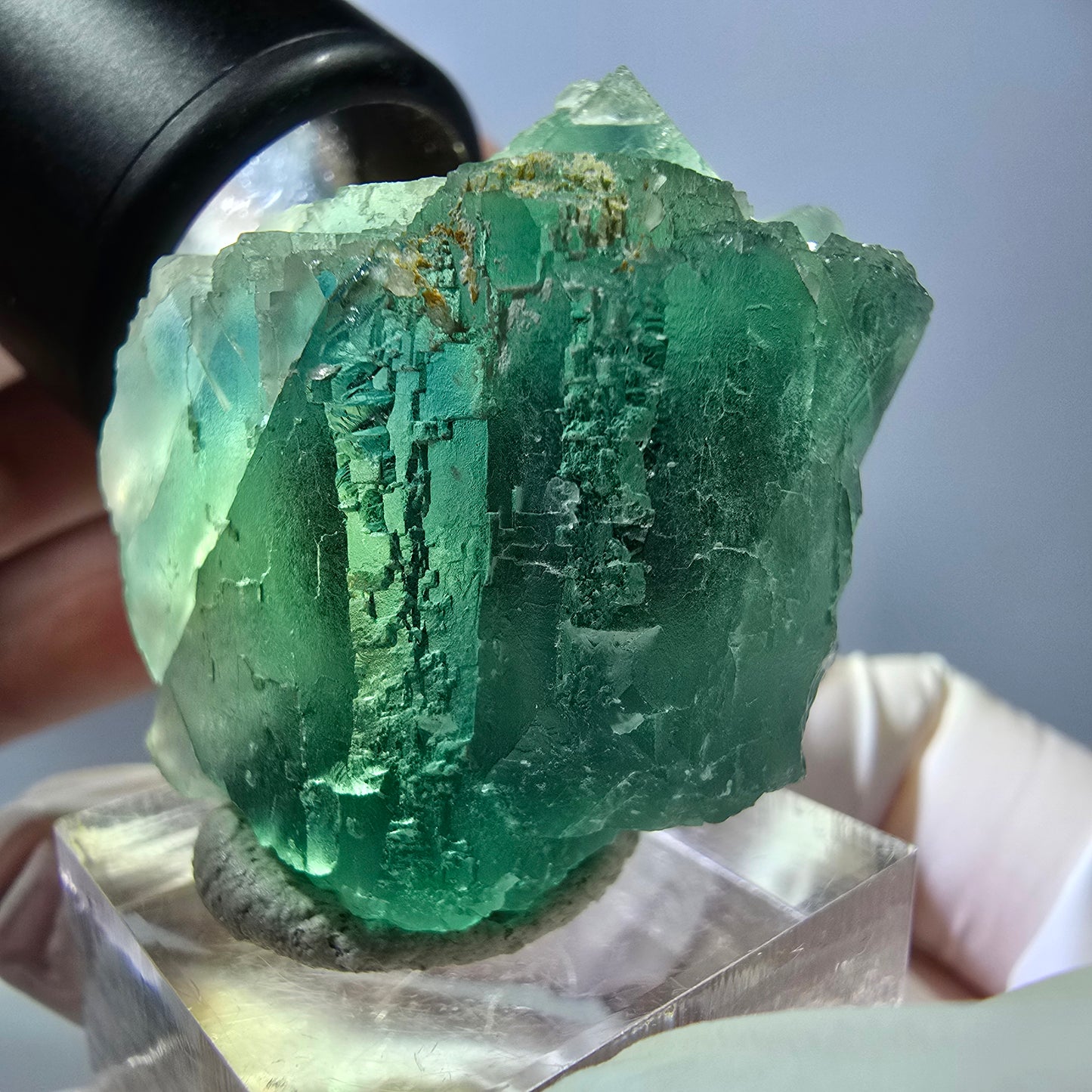 Seltene Phantom Fluorit Würfel Stufe, grün Okorusu, Namibia 41*37+21mm