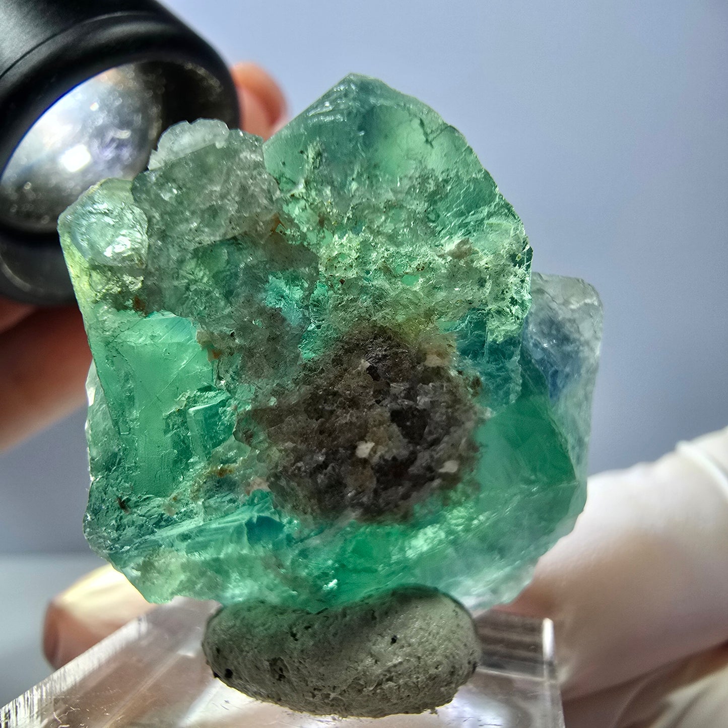 Seltene Phantom Fluorit Würfel Stufe, grün Okorusu, Namibia 41*37+21mm