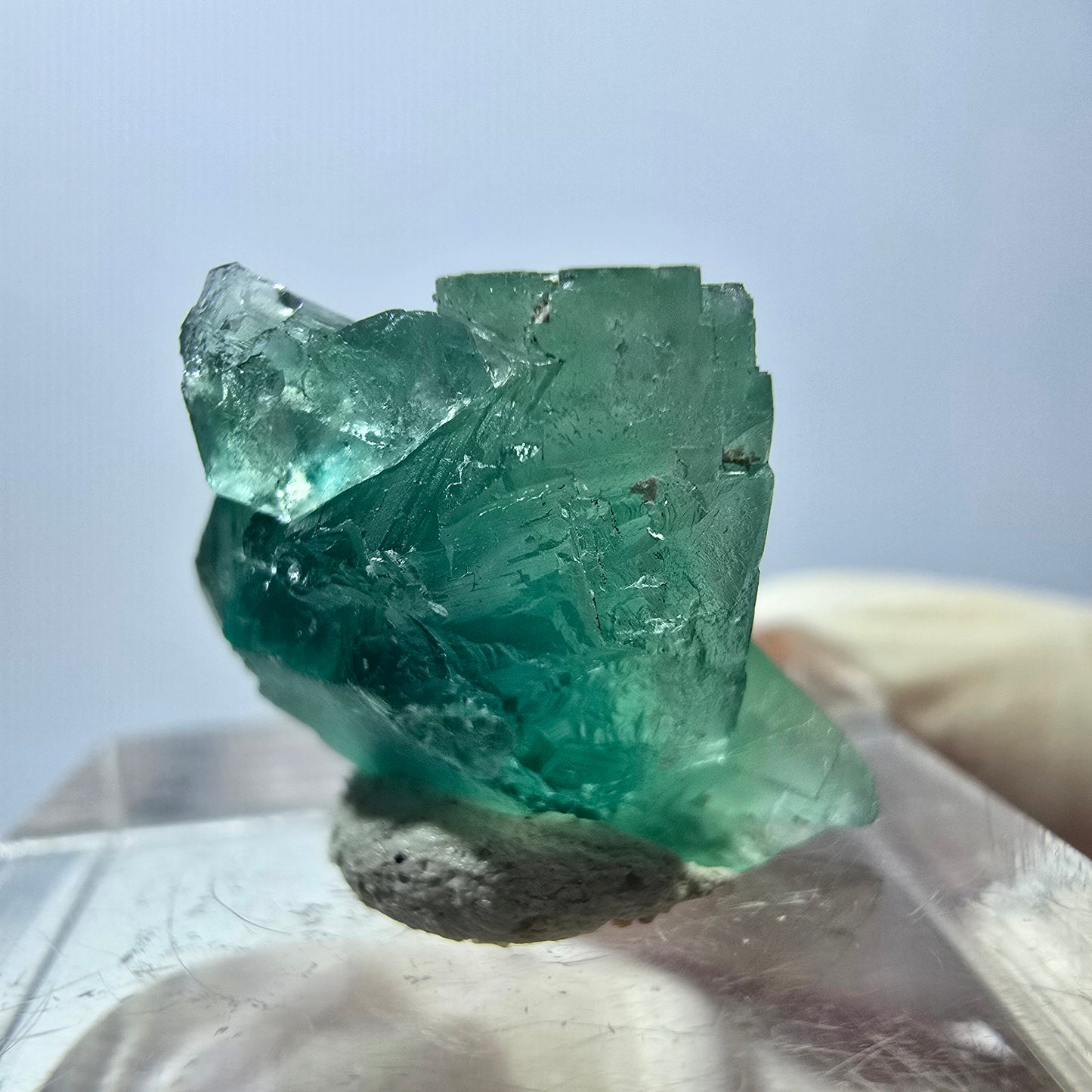 Rare spécimen de cube de fluorite fantôme, vert Okorusu, Namibie 17 x 16 x 16 mm