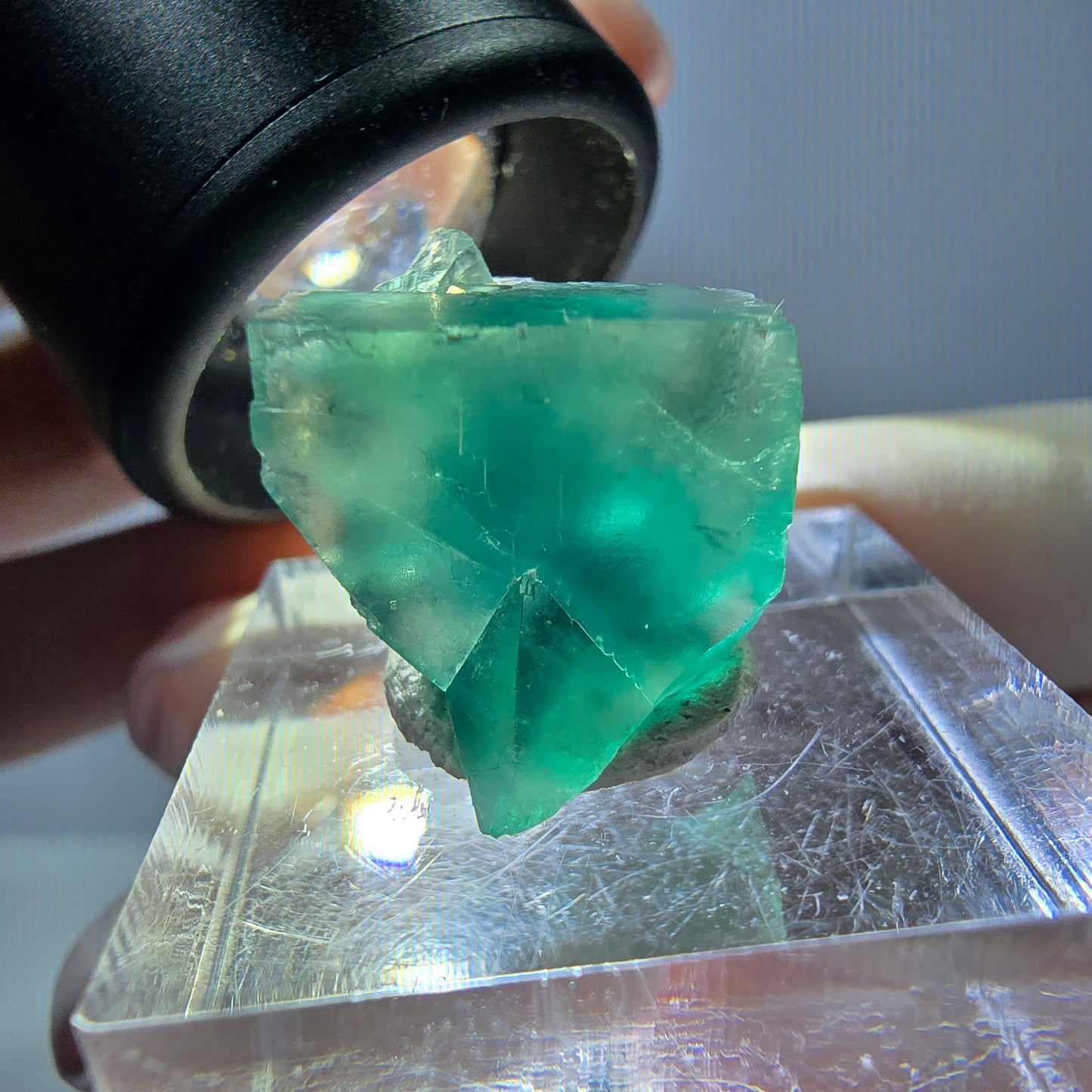 Rare spécimen de cube de fluorite fantôme, vert Okorusu, Namibie 17 x 16 x 16 mm