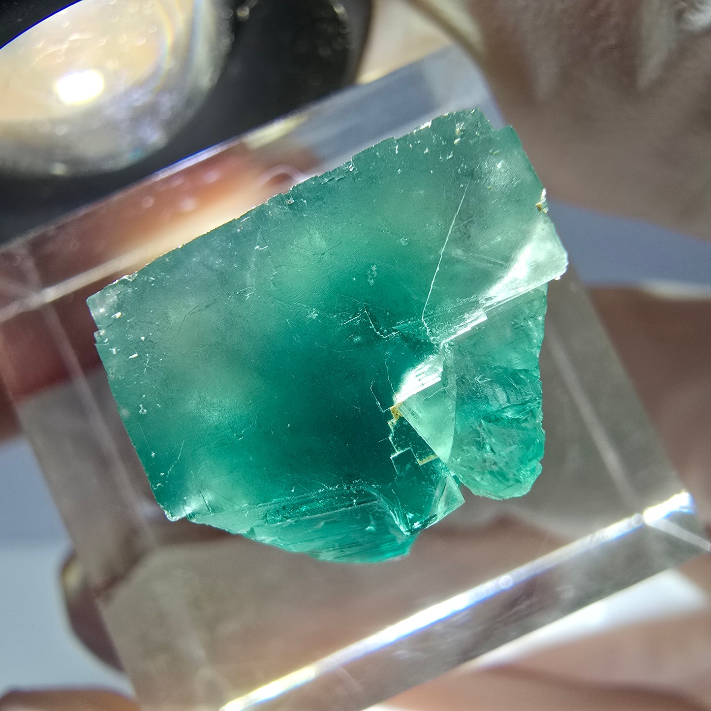 Rare spécimen de cube de fluorite fantôme, vert Okorusu, Namibie 17 x 16 x 16 mm