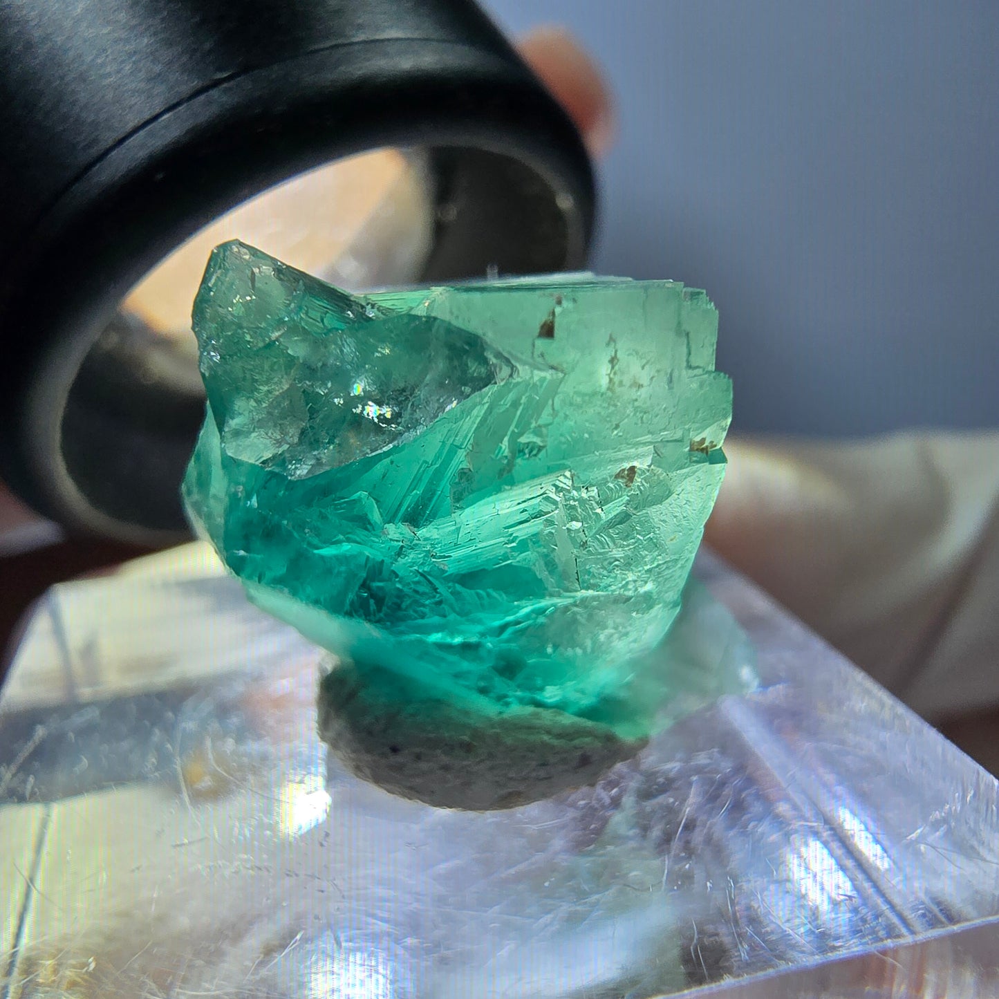 Rare spécimen de cube de fluorite fantôme, vert Okorusu, Namibie 17 x 16 x 16 mm
