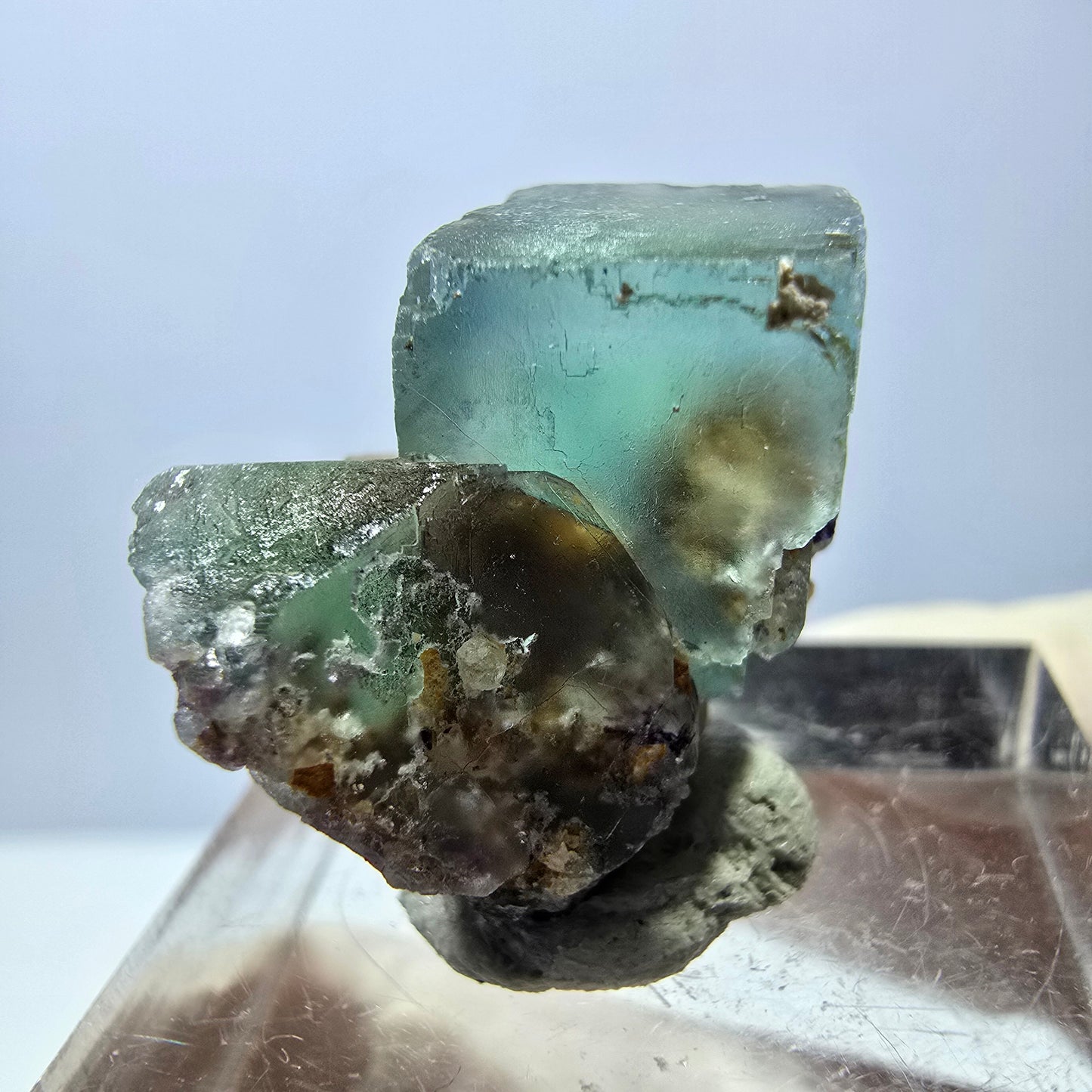 Seltene Phantom Fluorit Würfel Stufe, grün Okorusu, Namibia 22*19*18mm