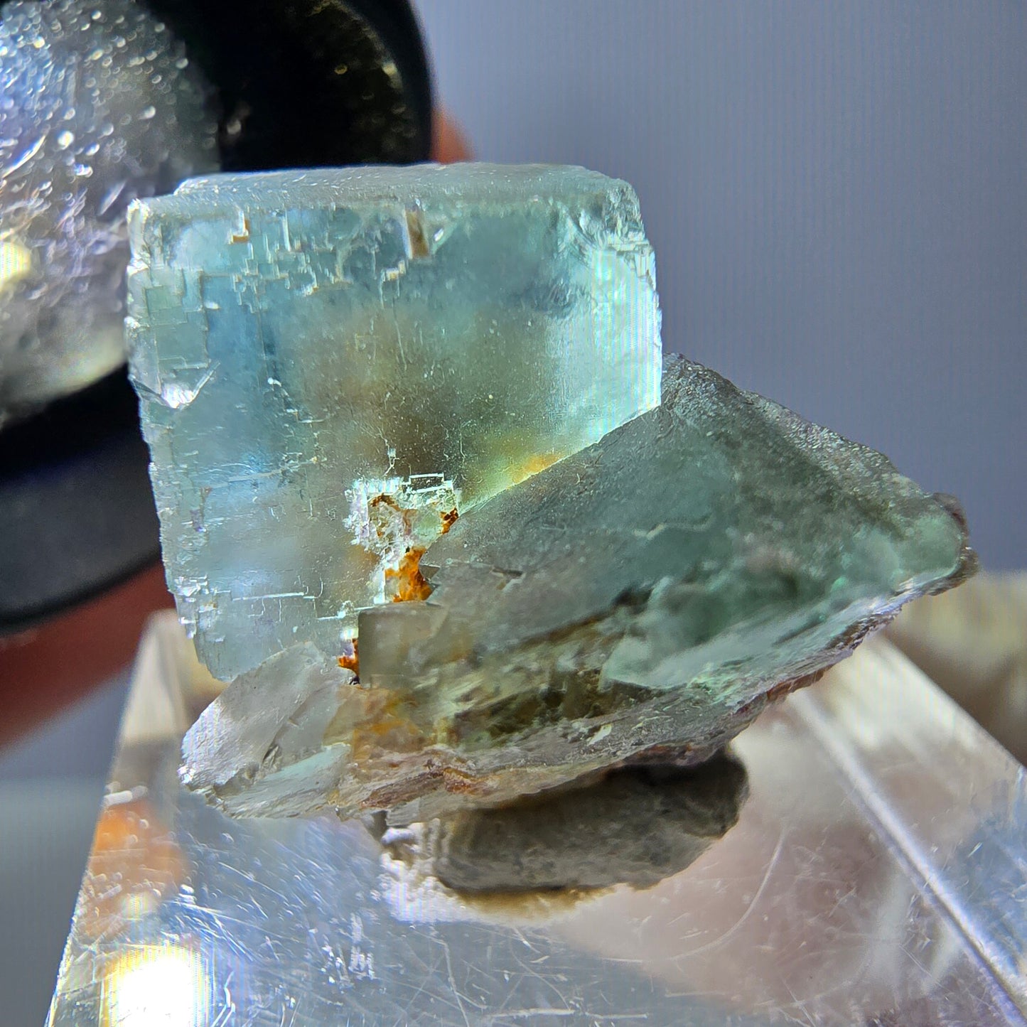 Seltene Phantom Fluorit Würfel Stufe, grün Okorusu, Namibia 22*19*18mm