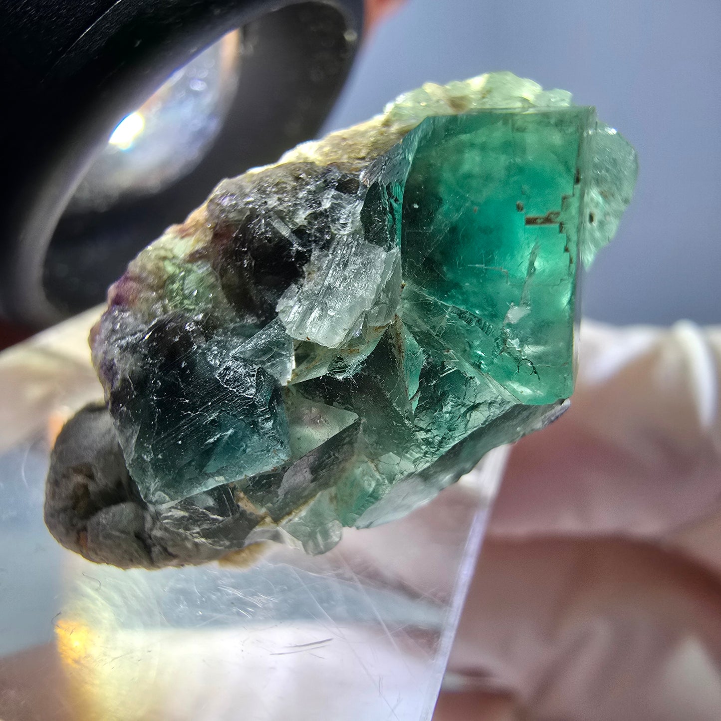 Seltene Phantom Fluorit Würfel Stufe, grün Okorusu, Namibia 25*14*12mm