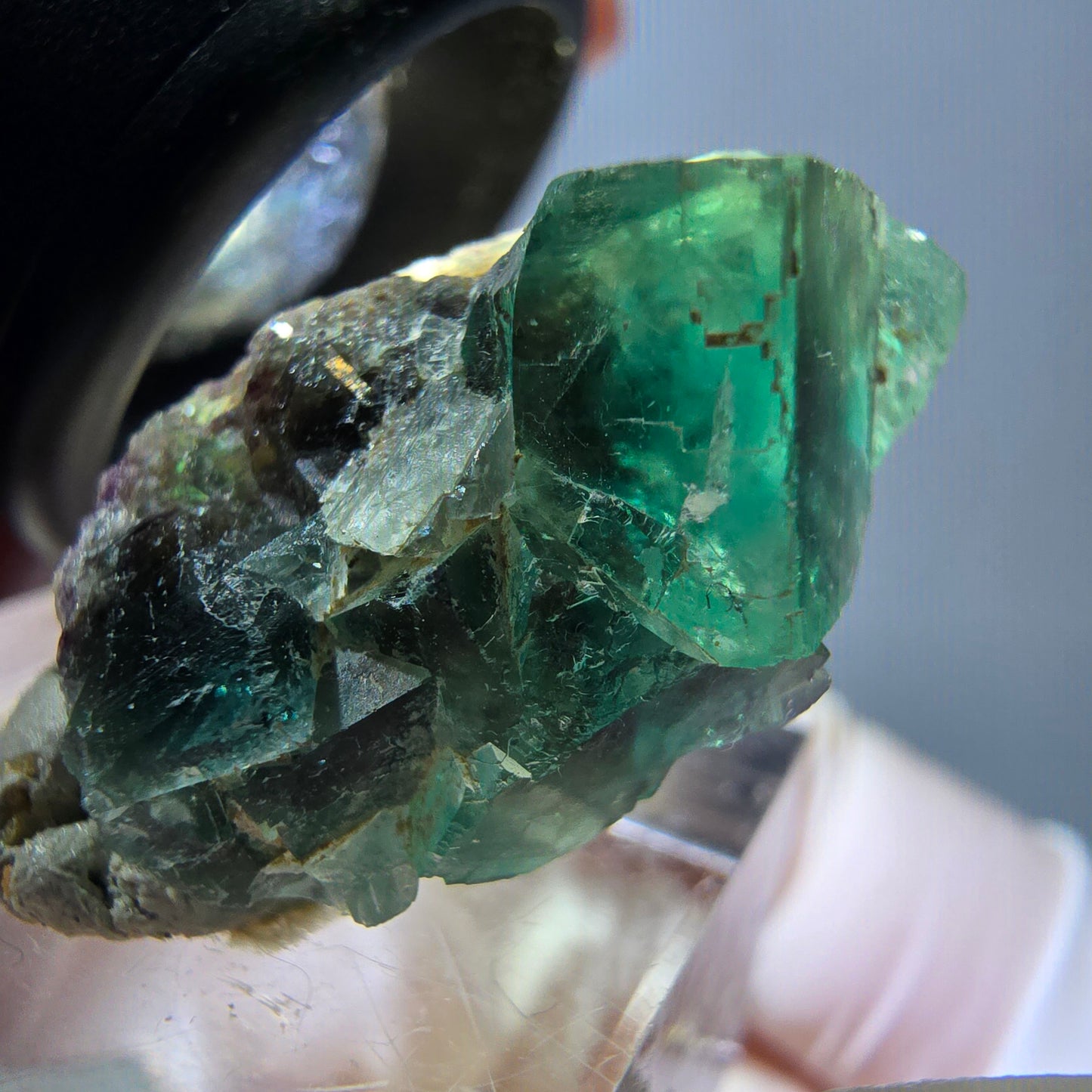 Seltene Phantom Fluorit Würfel Stufe, grün Okorusu, Namibia 25*14*12mm