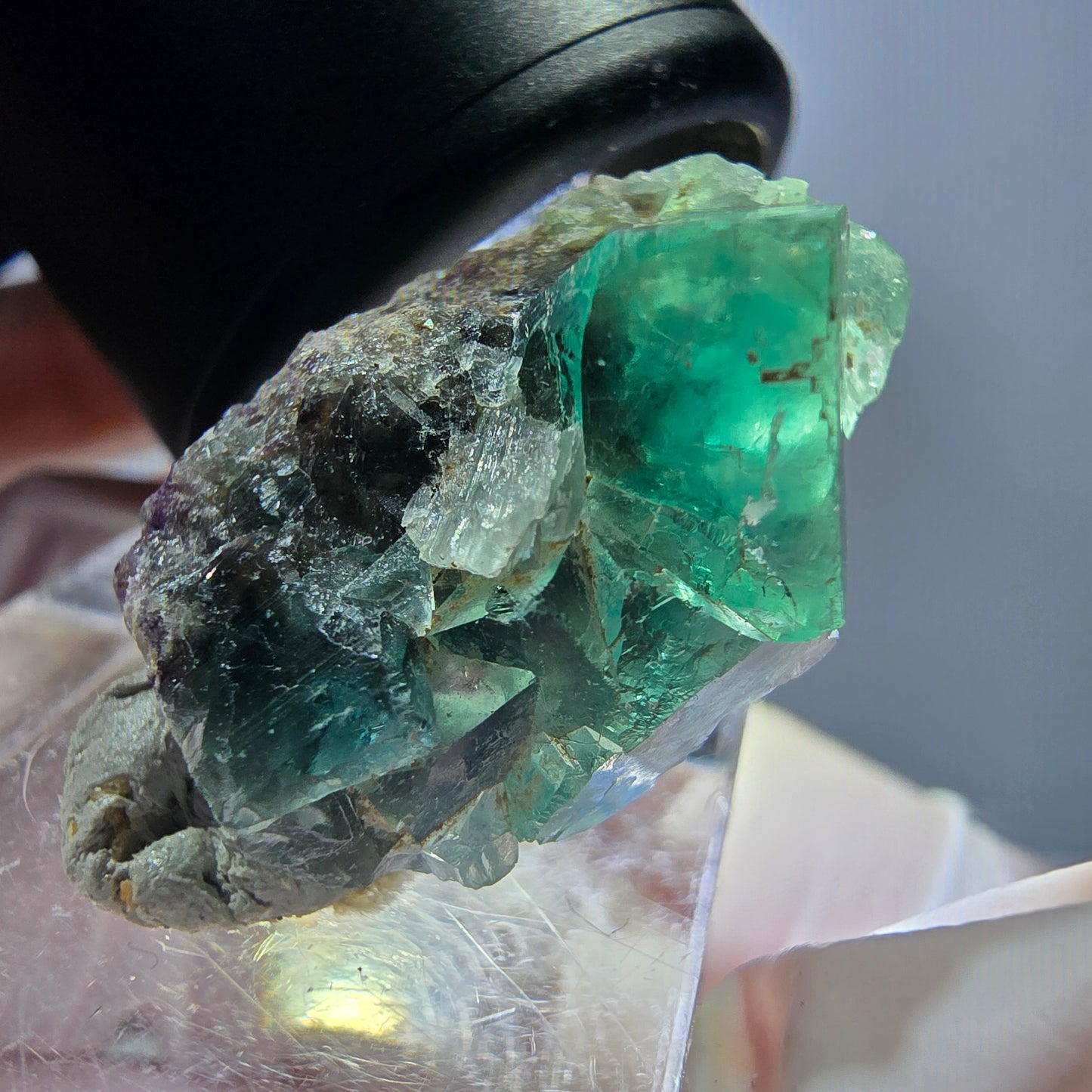 Seltene Phantom Fluorit Würfel Stufe, grün Okorusu, Namibia 25*14*12mm