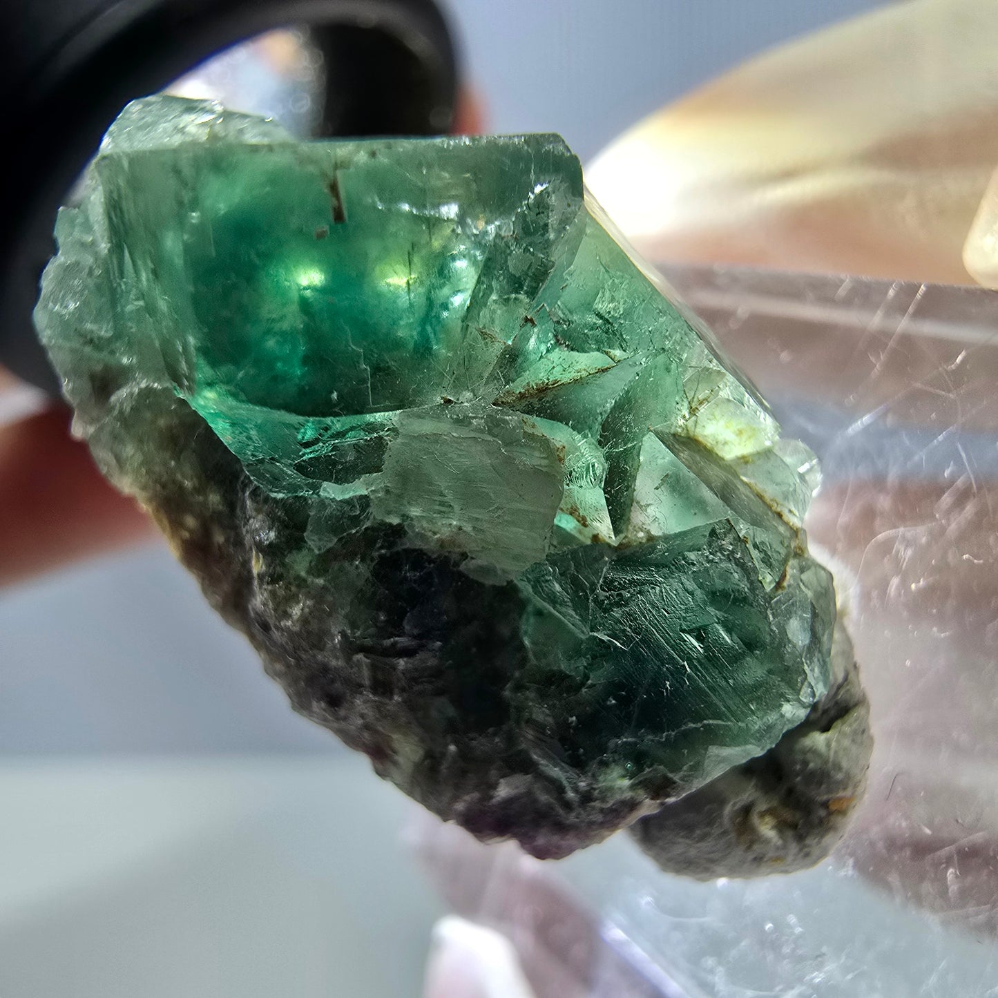 Seltene Phantom Fluorit Würfel Stufe, grün Okorusu, Namibia 25*14*12mm